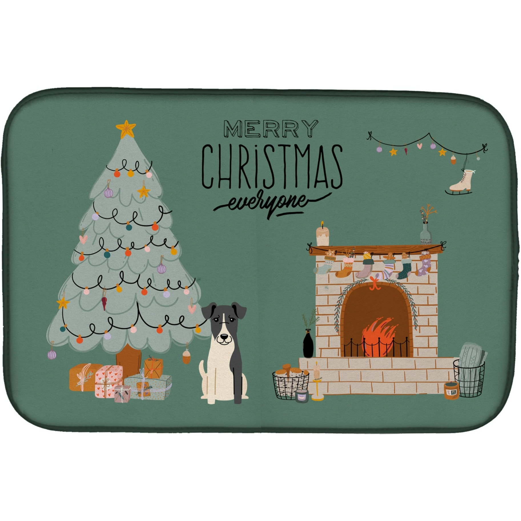 &quotCaroline's Treasures CK7661DDM Smooth Fox Terrier Christmas Everyone dish-drying-mats, 14 x 21, Multicolor"