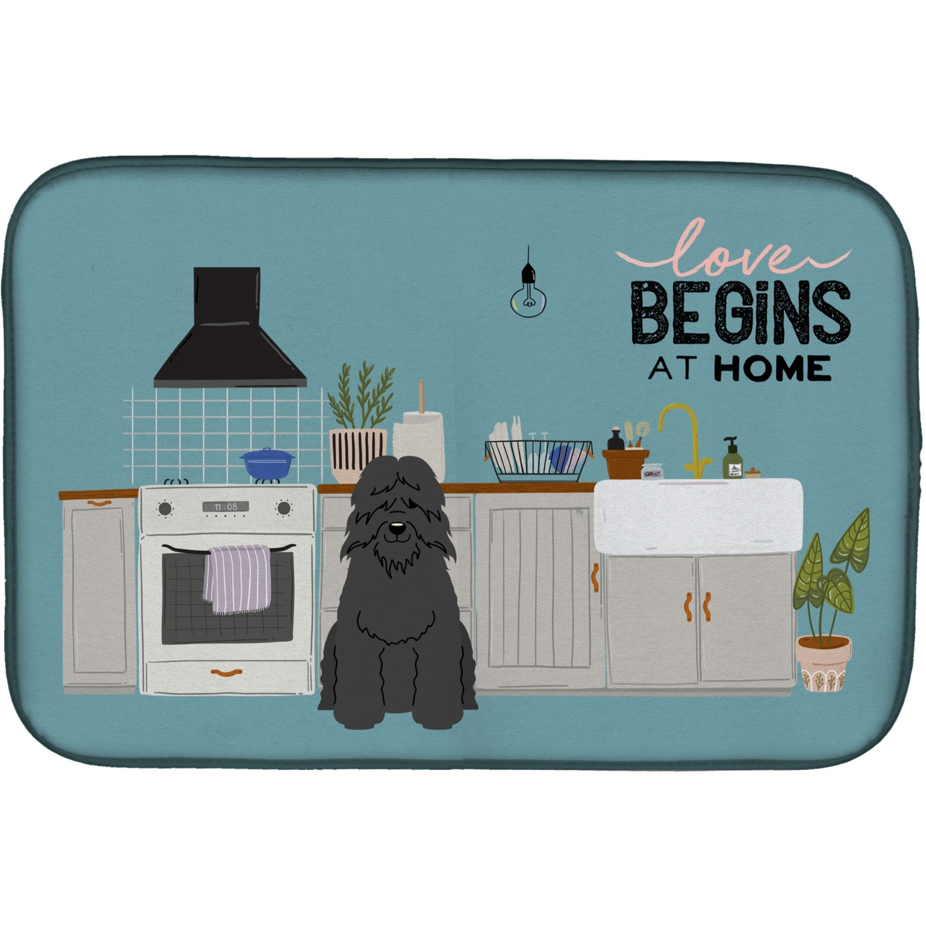 &quotCaroline's Treasures CK7778DDM Bouvier des Flandres Kitchen Scene dish-drying-mats, 14 x 21, Multicolor"