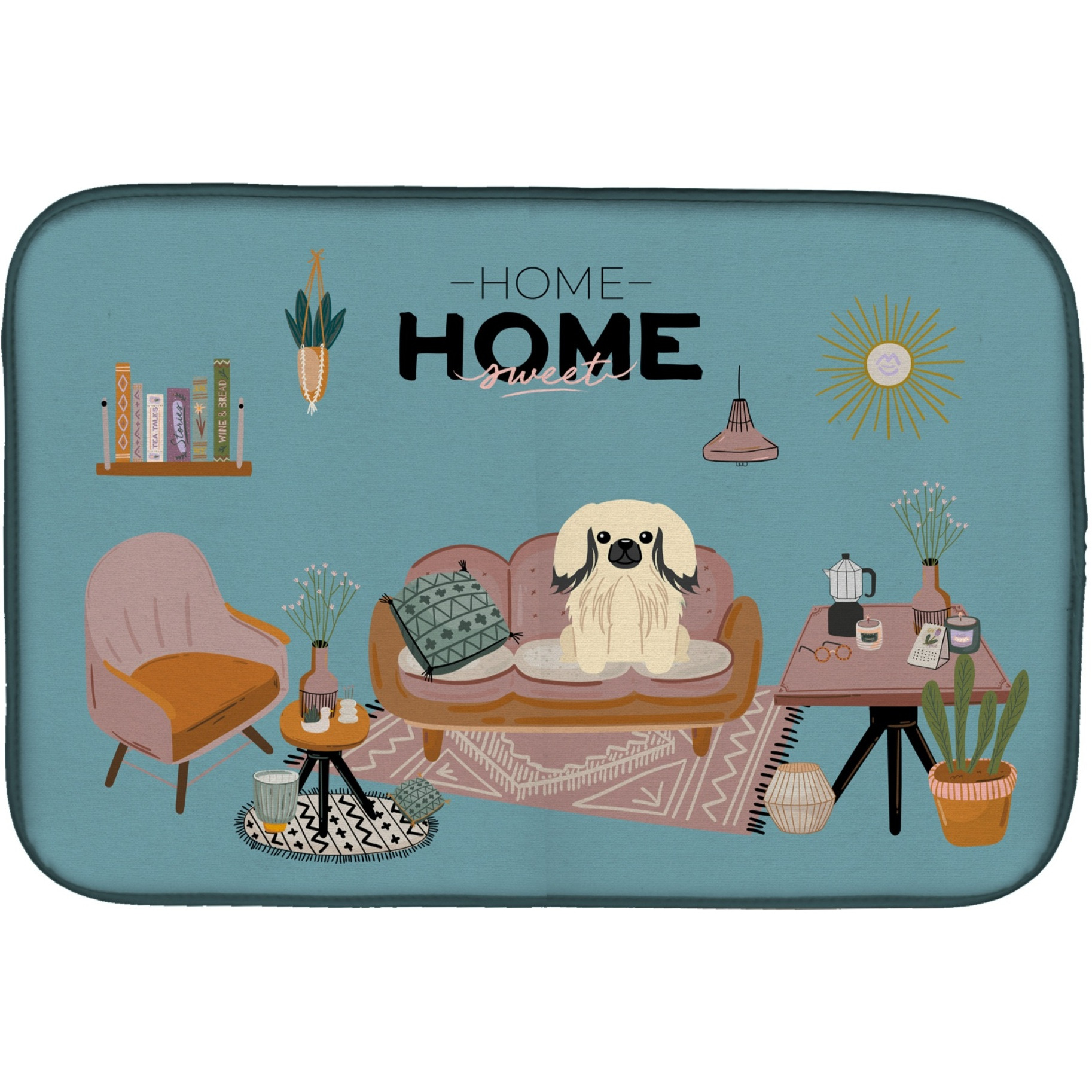 &quotCaroline's Treasures CK7951DDM Cream Pekingese Sweet Home dish-drying-mats, 14 x 21, Multicolor"