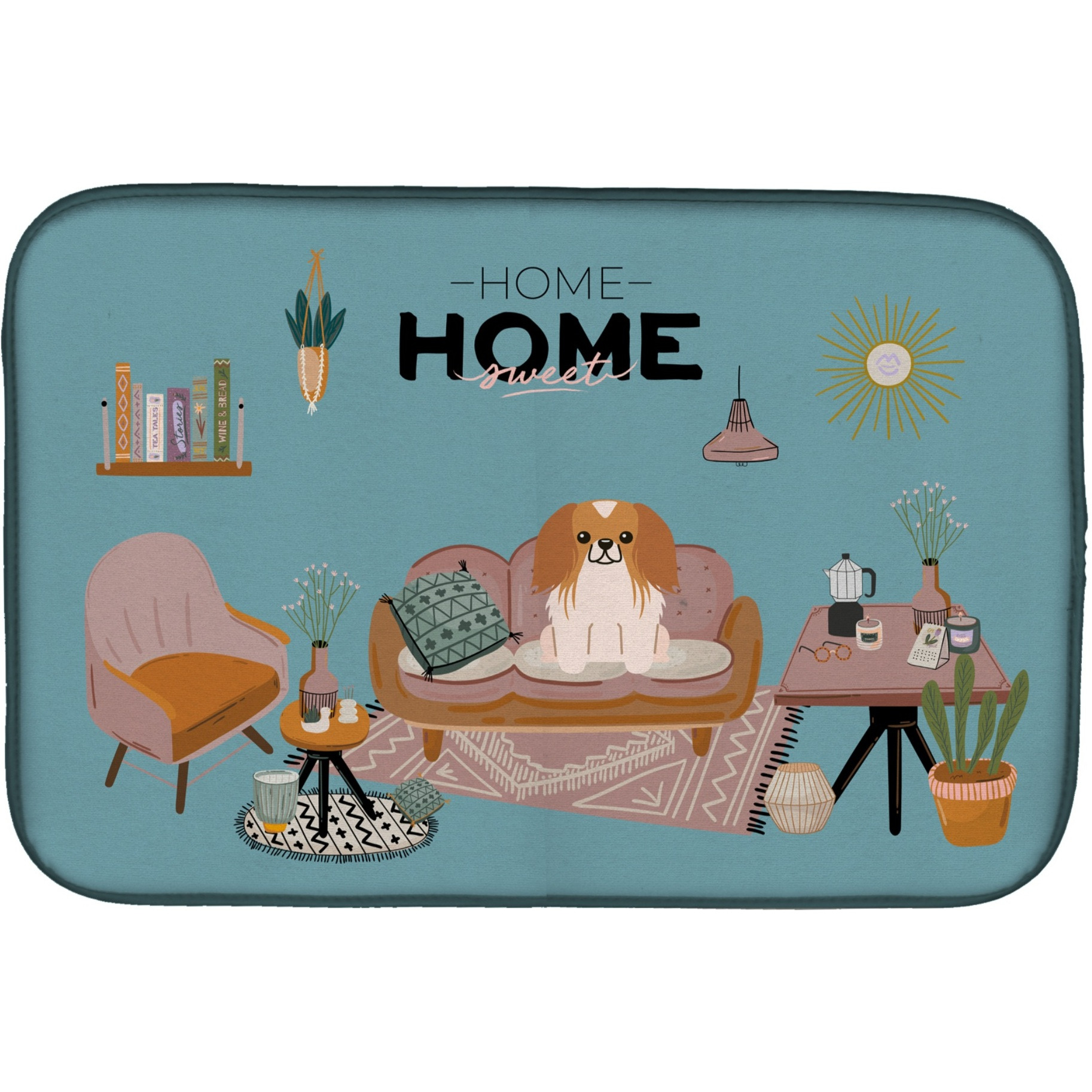 &quotCaroline's Treasures CK7948DDM Red White Pekingese Sweet Home dish-drying-mats, 14 x 21, Multicolor"