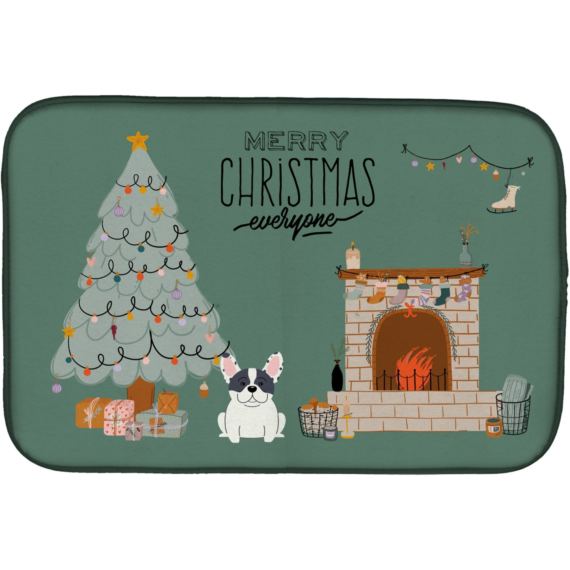 &quotCaroline's Treasures Piebald French Bulldog Christmas Everyone dish-drying-mats, 14 x 21, Multicolor"