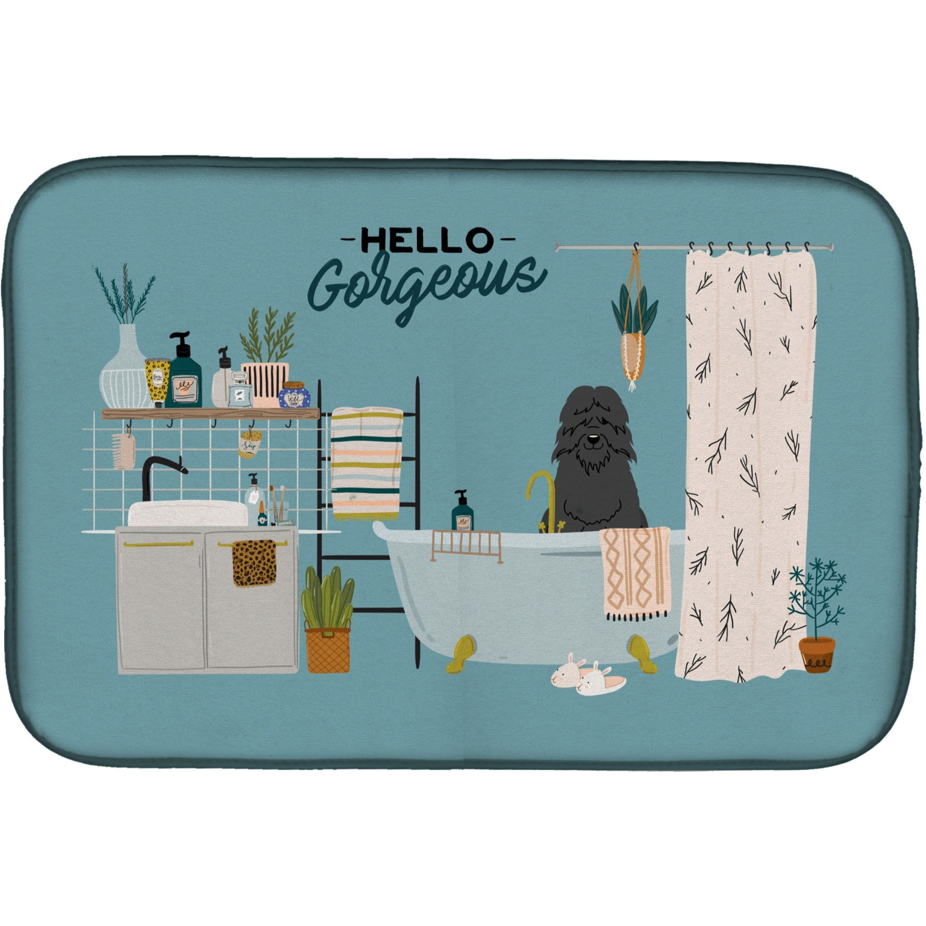 &quotCaroline's Treasures CK7496DDM Bouvier des Flandres in Bathtub dish-drying-mats, 14 x 21, Multicolor"