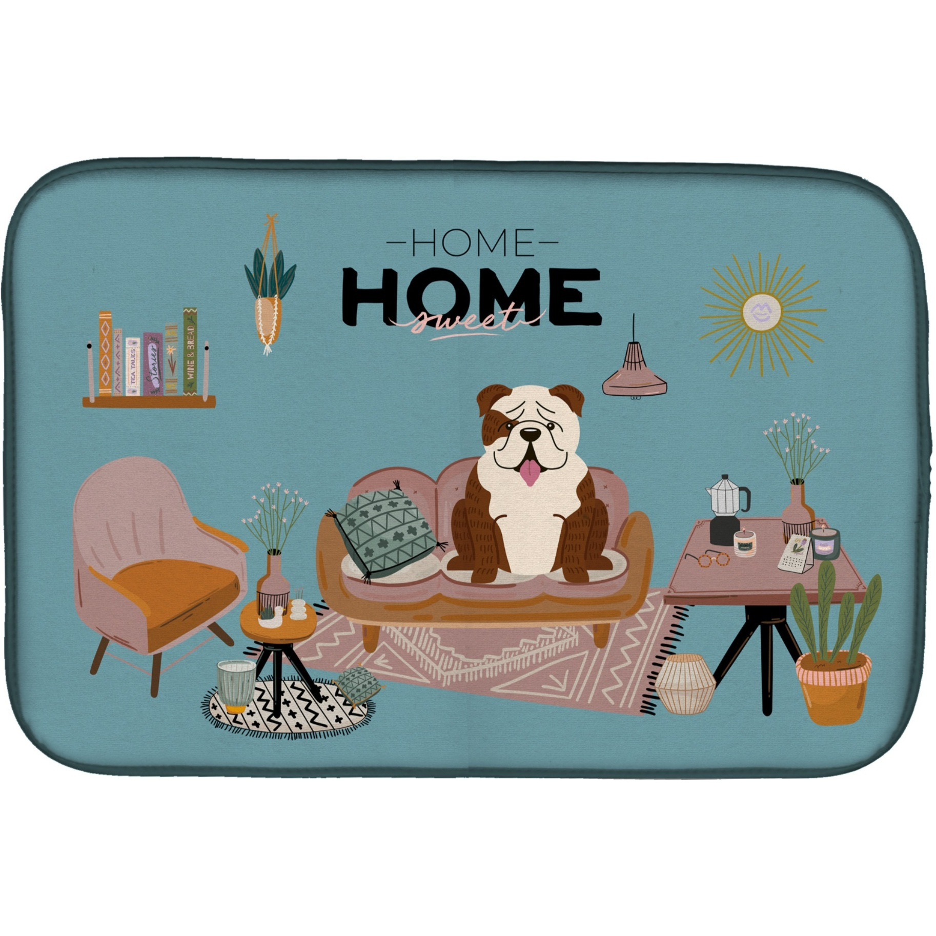 &quotCaroline's Treasures Brindle White English Bulldog Sweet Home dish-drying-mats, 14 x 21, Multicolor"