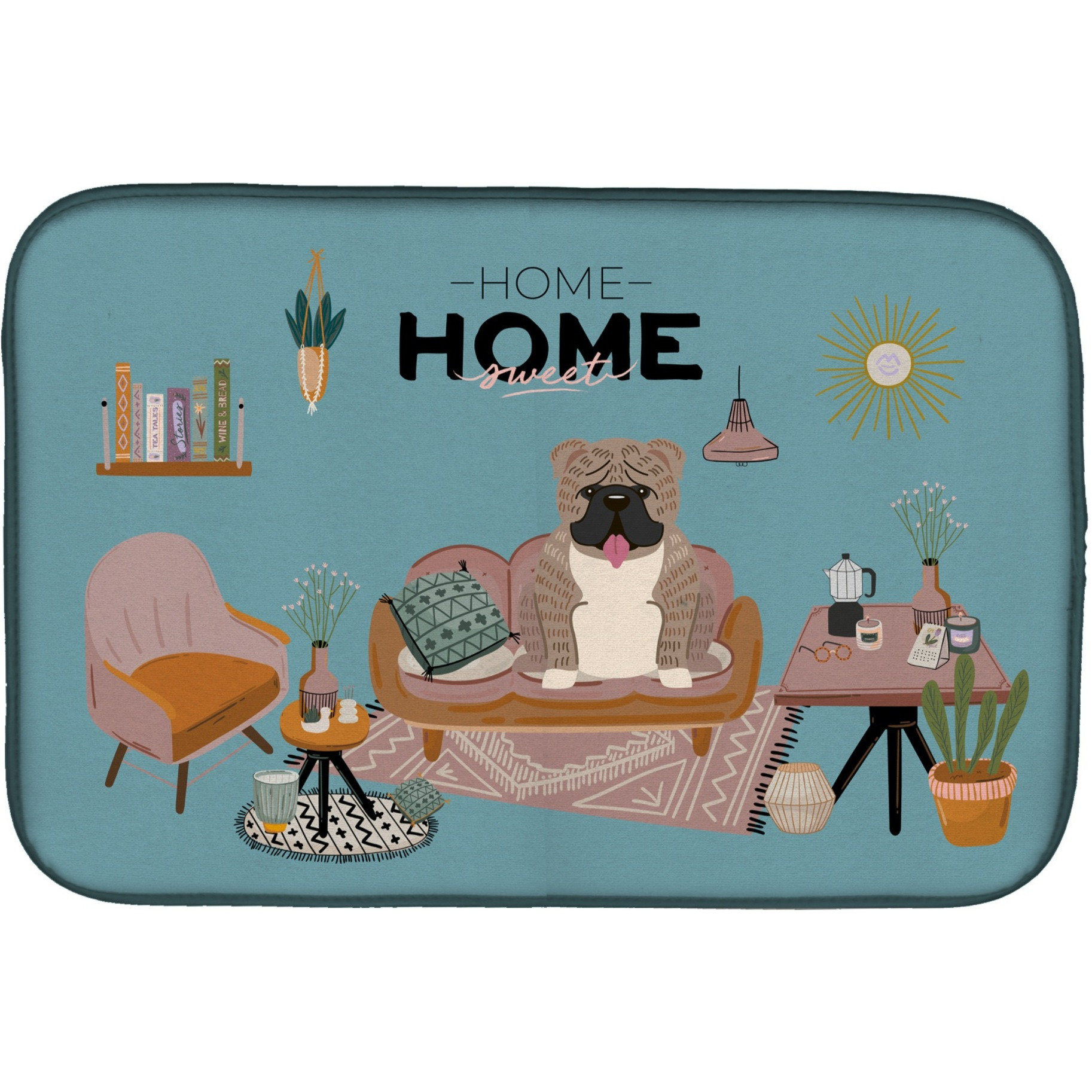 &quotCaroline's Treasures Grey Brindle English Bulldog Sweet Home dish-drying-mats, 14 x 21, Multicolor"