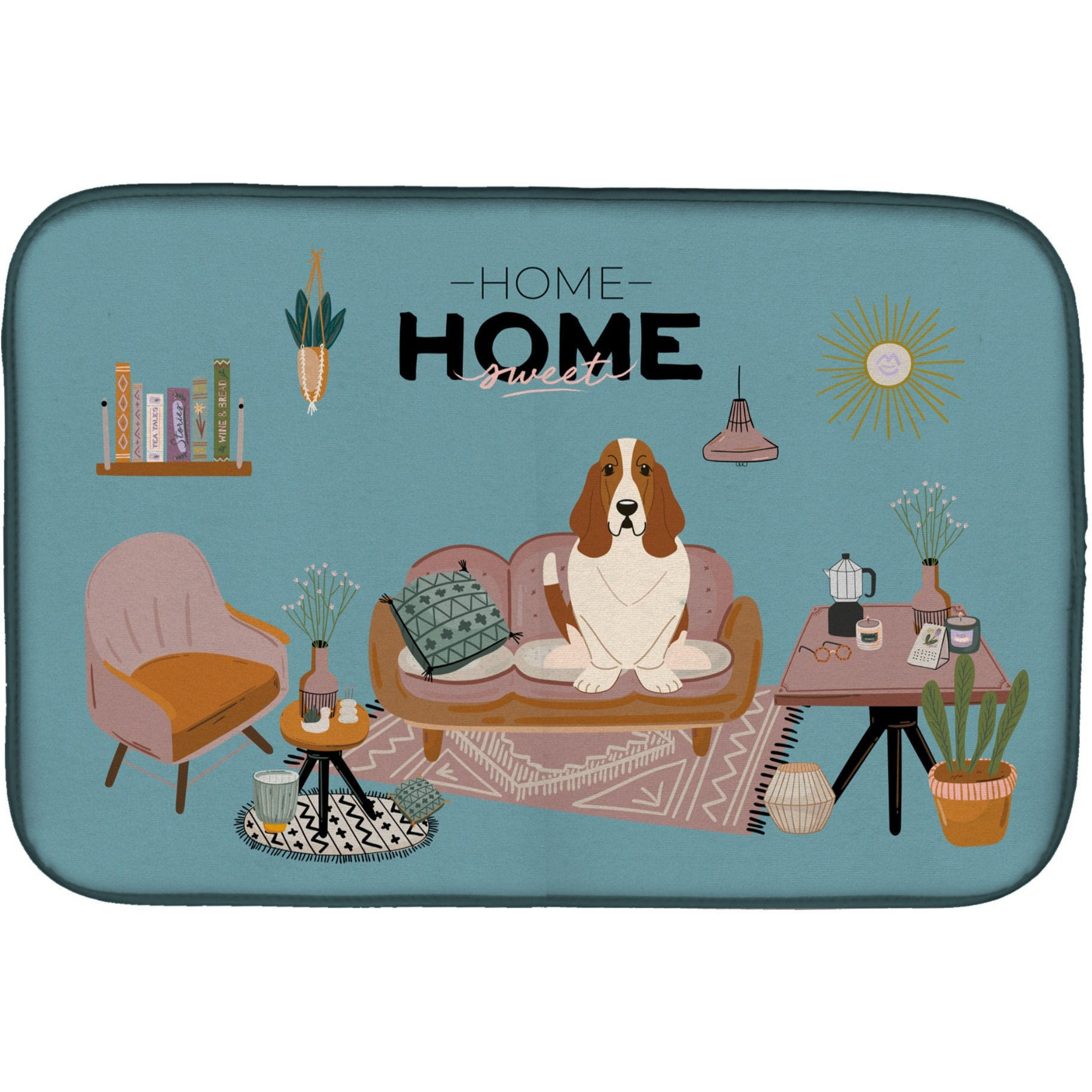 &quotCaroline's Treasures CK7866DDM Basset Hound Sweet Home dish-drying-mats, 14 x 21, Multicolor"