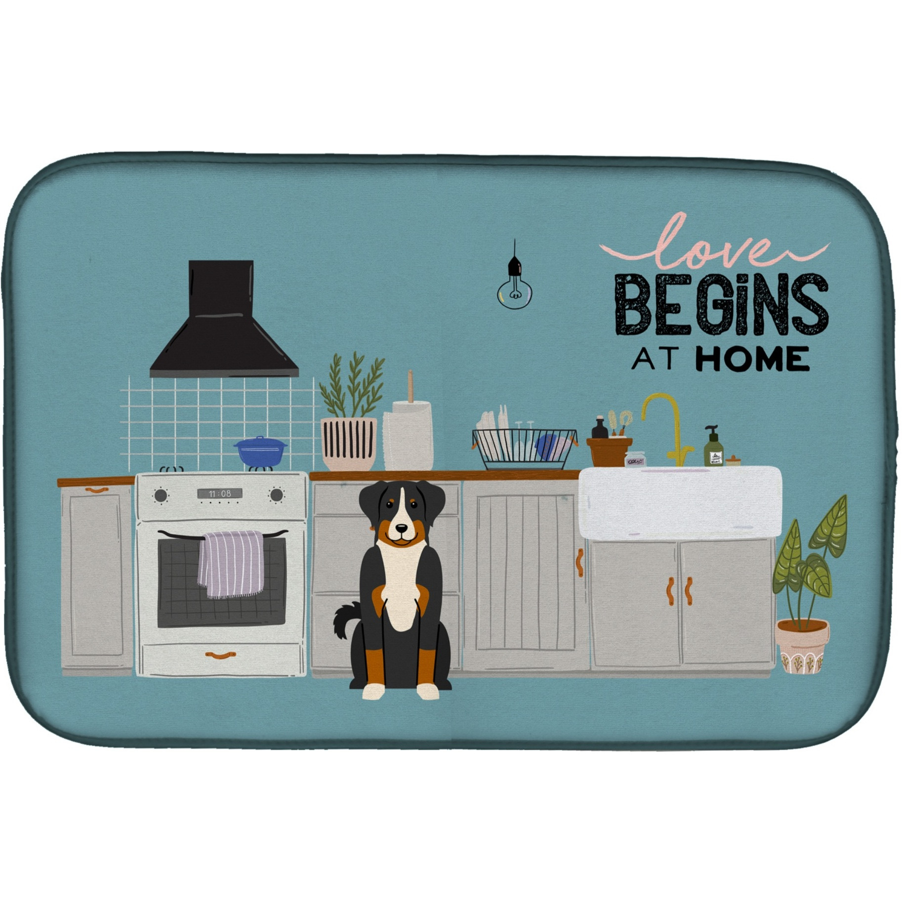 &quotCaroline's Treasures CK7747DDM Appenzeller Sennenhund Kitchen Scene dish-drying-mats, 14 x 21, Multicolor"