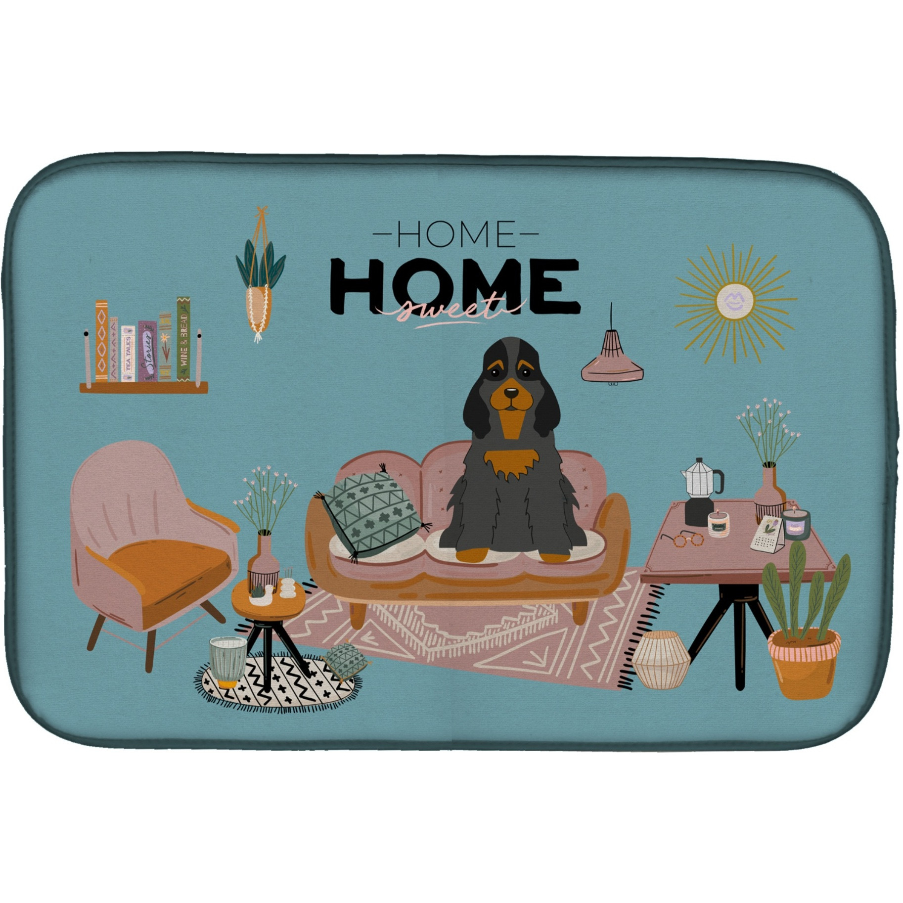 &quotCaroline's Treasures CK7938DDM Black Tan Cocker Spaniel Sweet Home dish-drying-mats, 14 x 21, Multicolor"