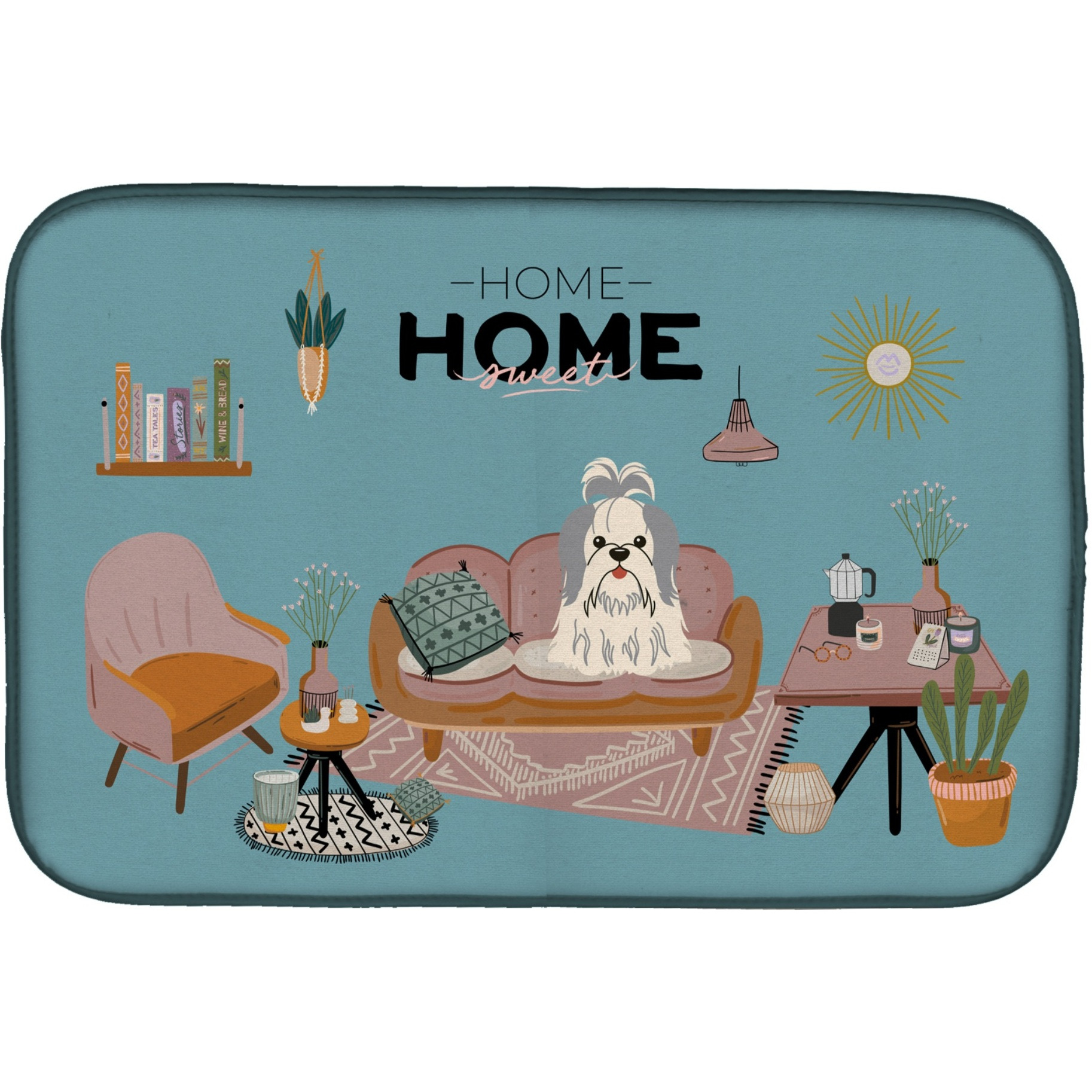 &quotCaroline's Treasures CK7930DDM Silver White Shih Tzu Sweet Home dish-drying-mats, 14 x 21, Multicolor"