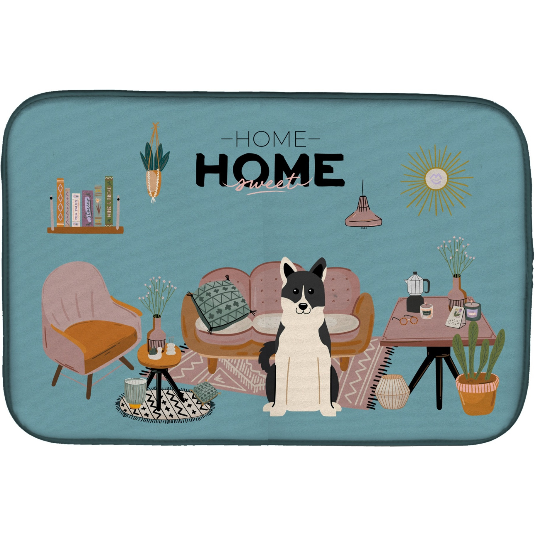 &quotCaroline's Treasures CK7874DDM Russo-European Laika Spitz Sweet Home dish-drying-mats, 14 x 21, Multicolor"