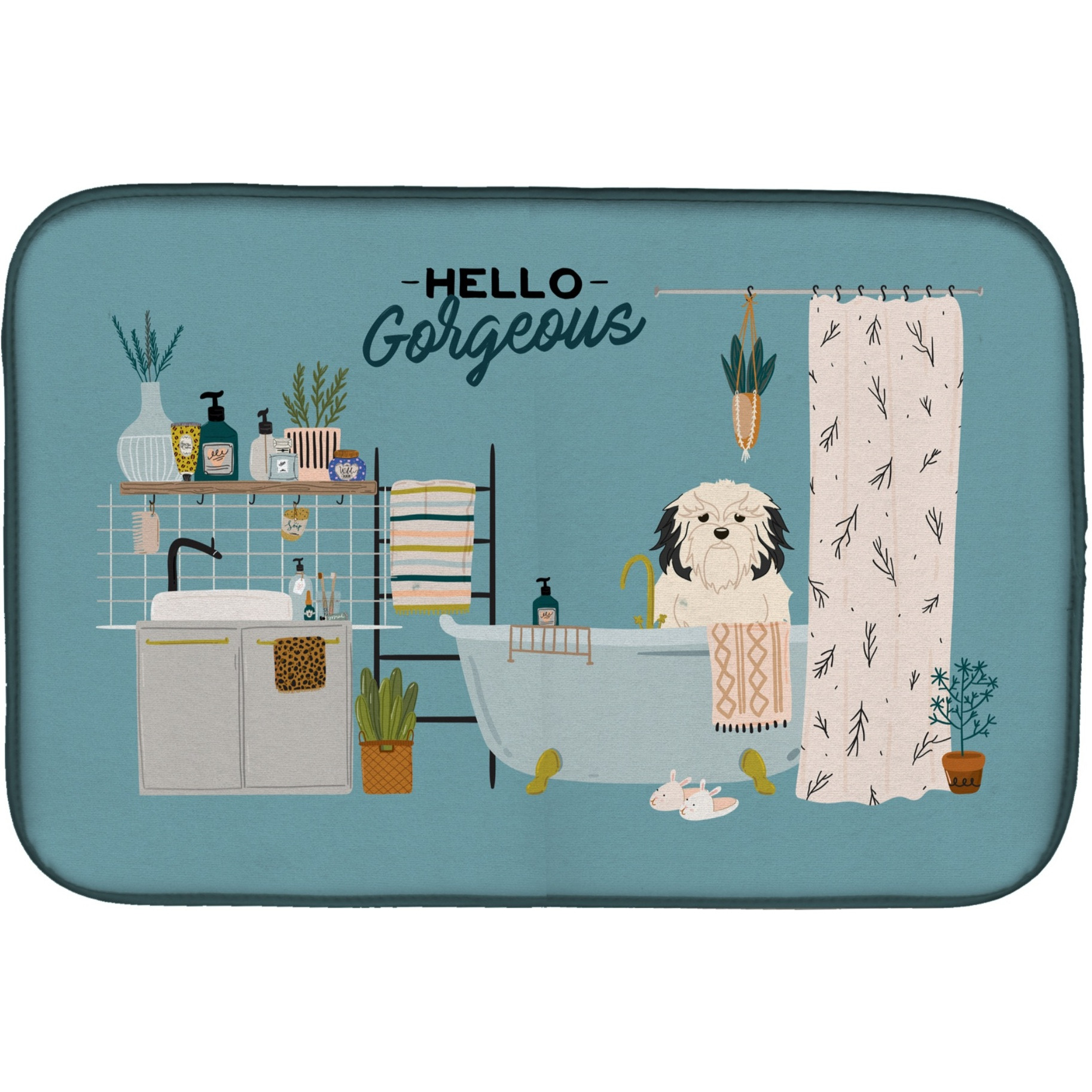 &quotCaroline's Treasures CK7441DDM Lowchen in Bathtub dish-drying-mats, 14 x 21, Multicolor"