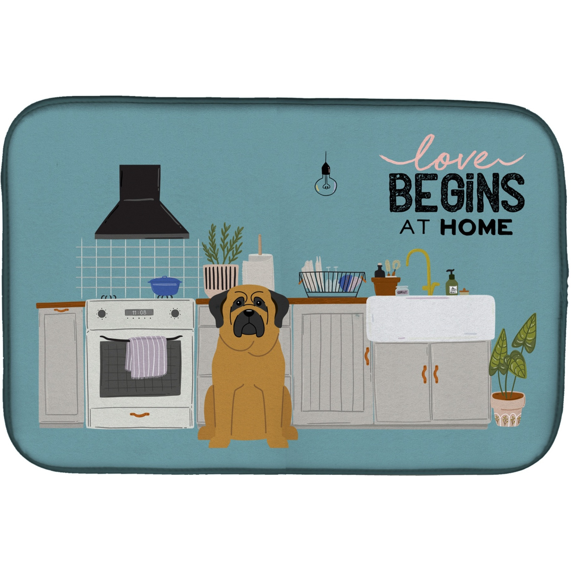 &quotCaroline's Treasures CK7722DDM Mastiff Kitchen Scene dish-drying-mats, 14 x 21, Multicolor"