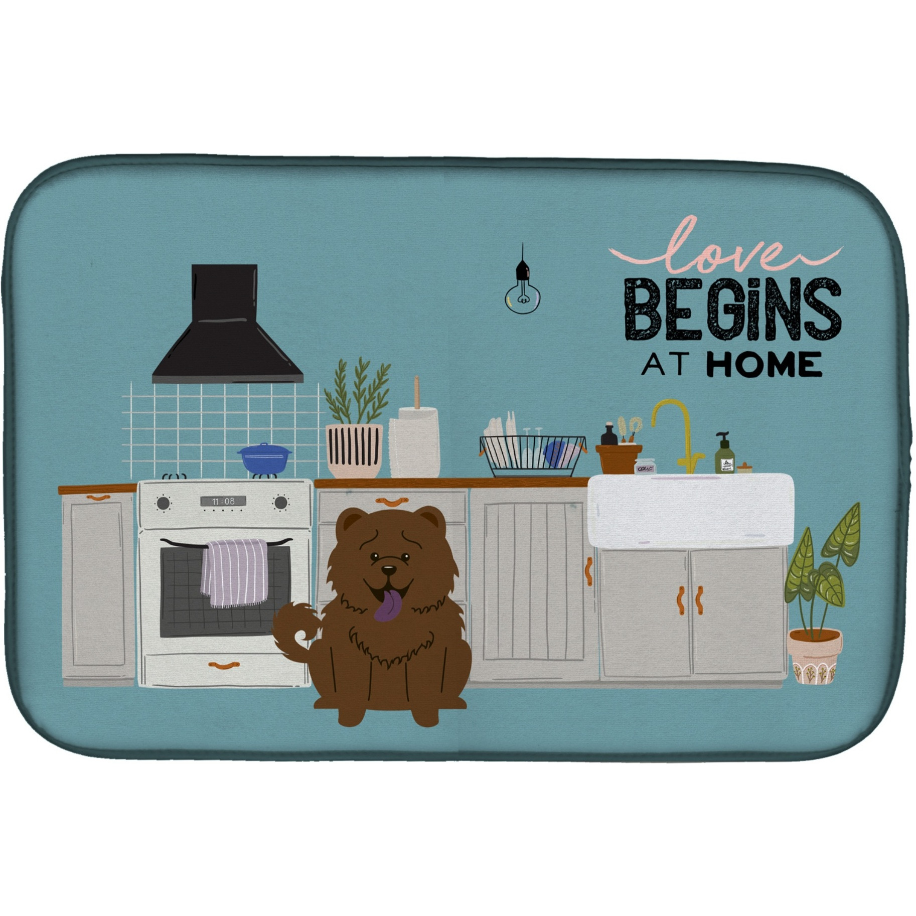 &quotCaroline's Treasures CK7845DDM Chocolate Chow Kitchen Scene dish-drying-mats, 14 x 21, Multicolor"