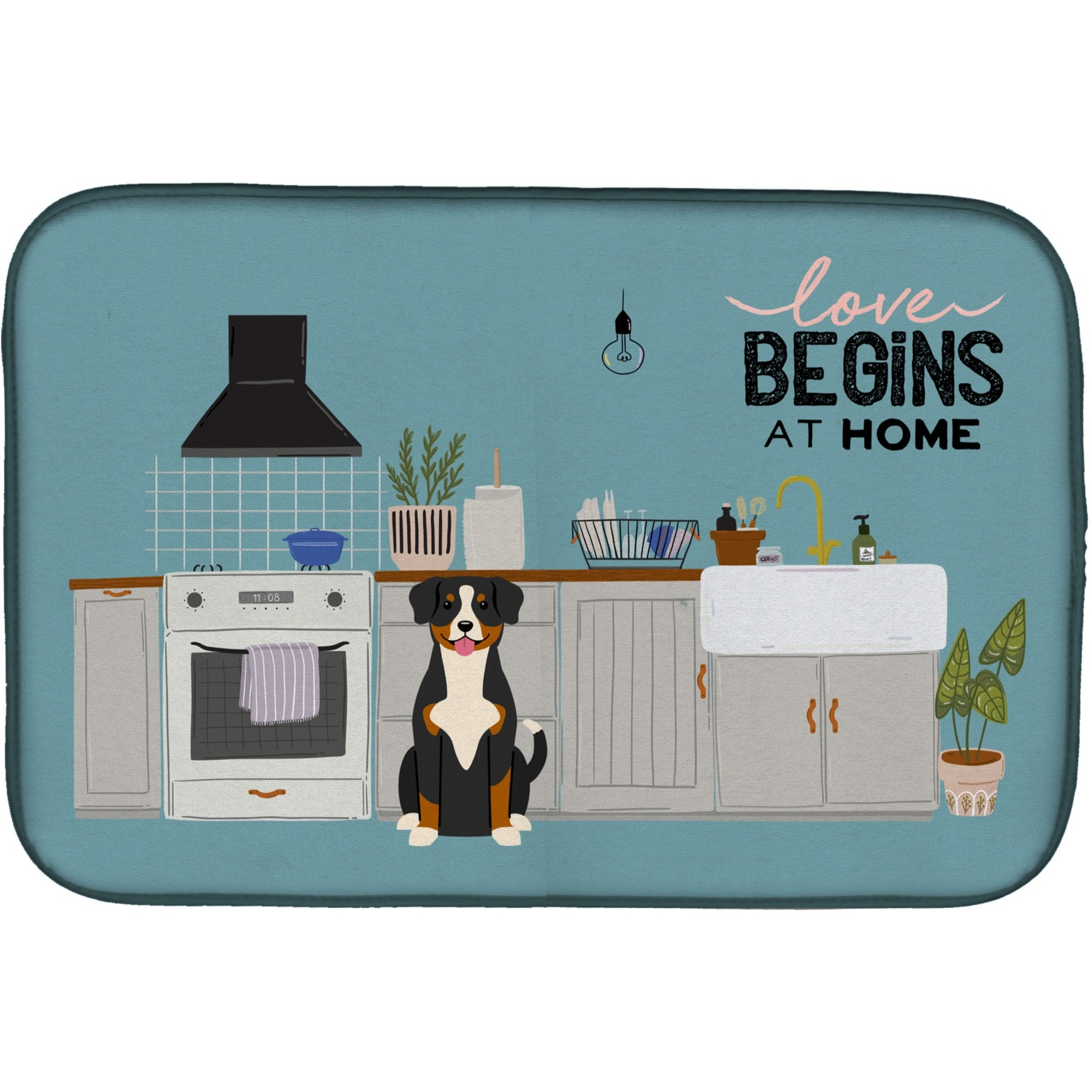 &quotCaroline's Treasures CK7742DDM Entlebucher Kitchen Scene dish-drying-mats, 14 x 21, Multicolor"