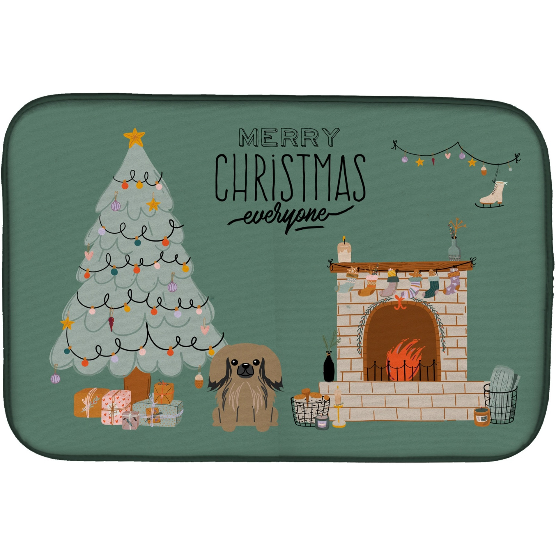 &quotCaroline's Treasures CK7665DDM Tan Pekingese Christmas Everyone dish-drying-mats, 14 x 21, Multicolor"
