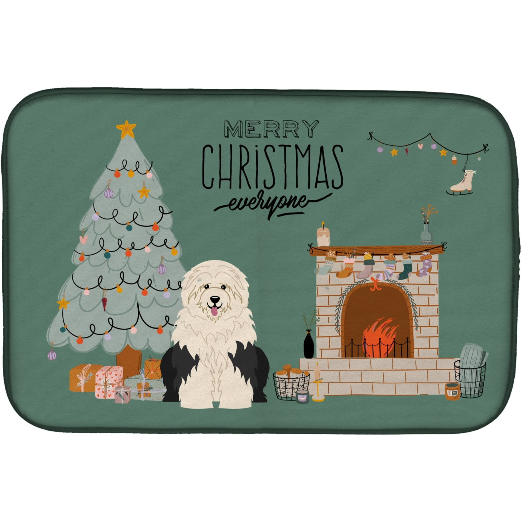 &quotCaroline's Treasures Old English Sheepdog Christmas Everyone dish-drying-mats, 14 x 21, Multicolor"