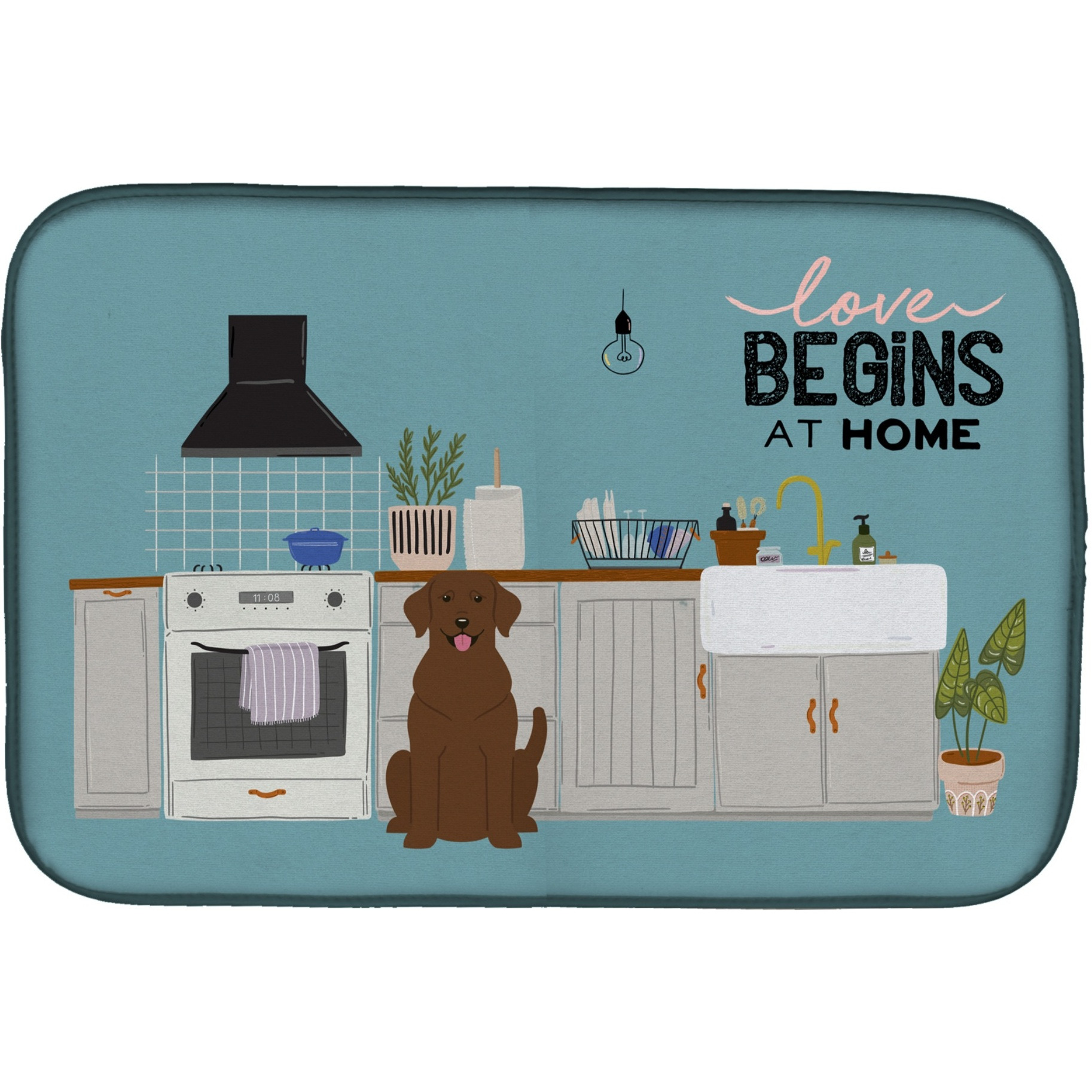 &quotCaroline's Treasures CK7760DDM Chocolate Labrador Kitchen Scene dish-drying-mats, 14 x 21, Multicolor"