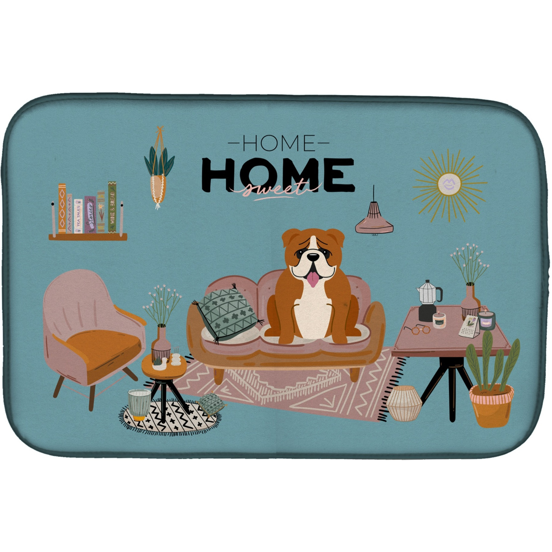 &quotCaroline's Treasures CK7965DDM Red White English Bulldog Sweet Home dish-drying-mats, 14 x 21, Multicolor"