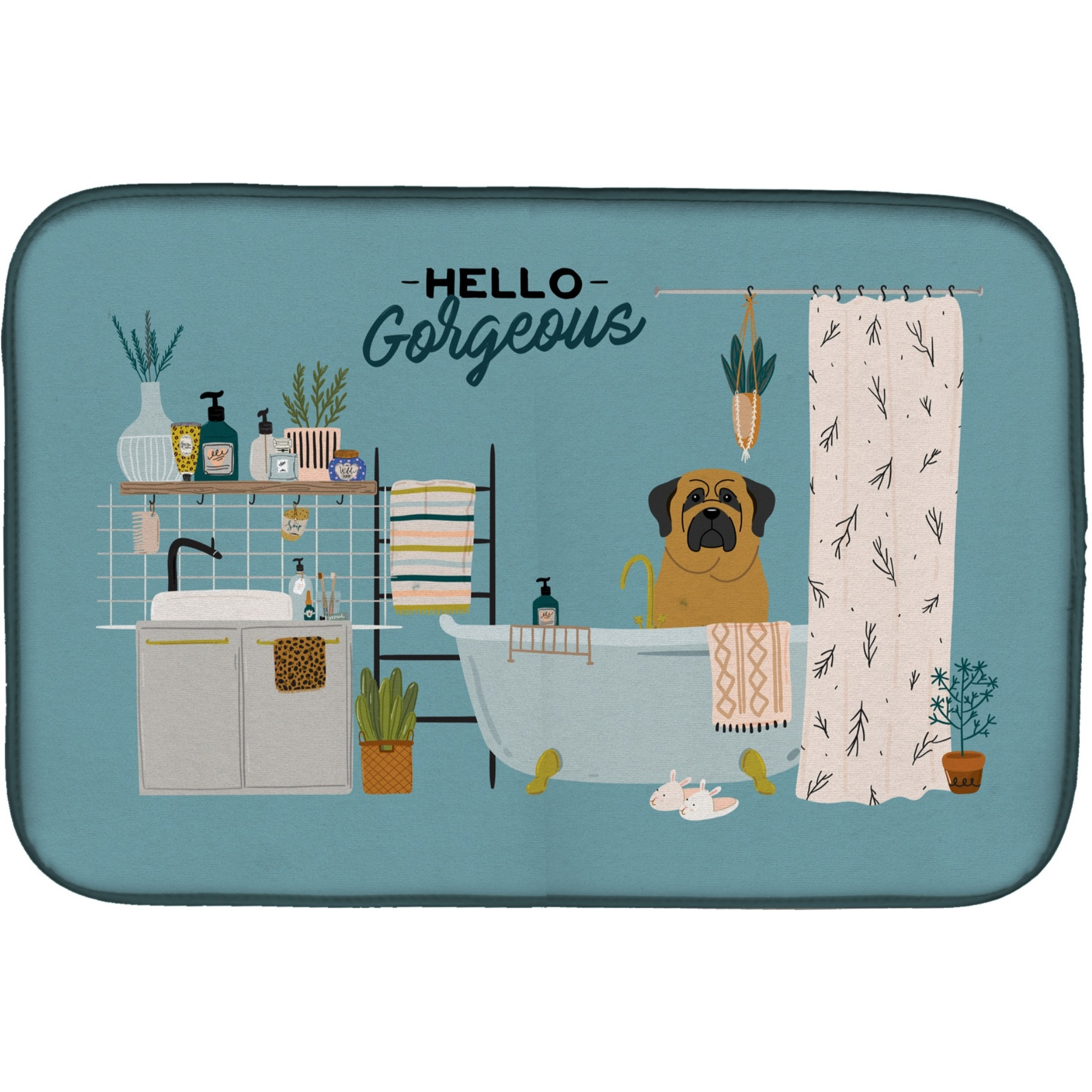 &quotCaroline's Treasures CK7440DDM Mastiff in Bathtub dish-drying-mats, 14 x 21, Multicolor"