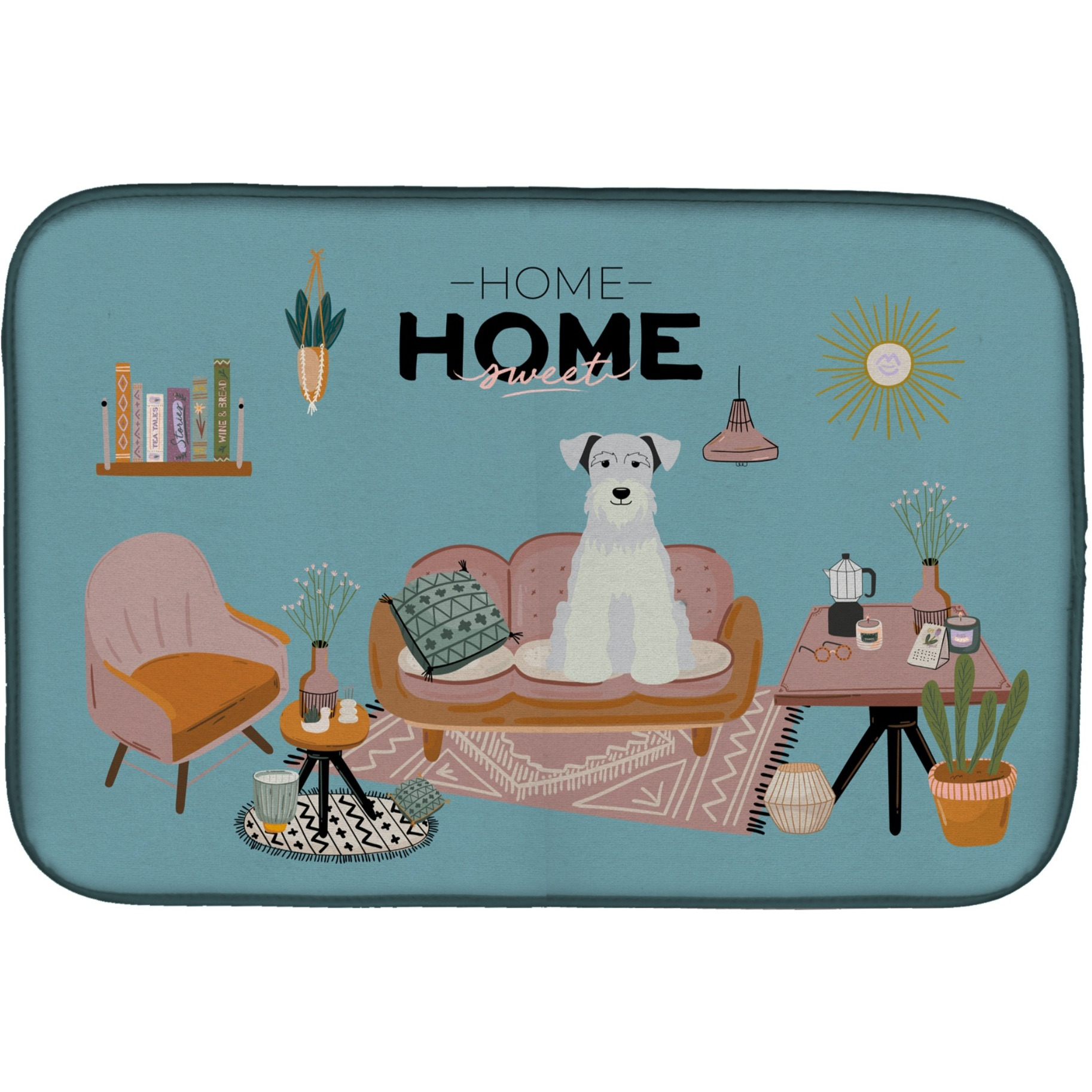 &quotCaroline's Treasures CK7898DDM White Miniature Schnauzer Sweet Home dish-drying-mats, 14 x 21, Multicolor"