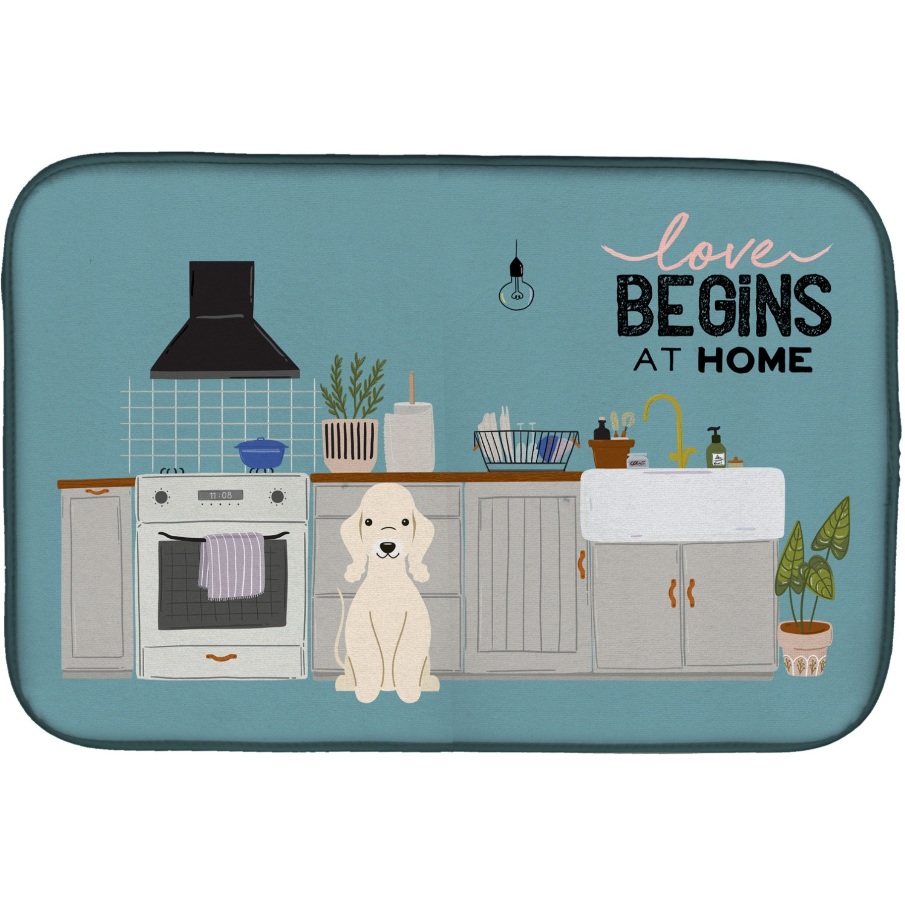 &quotCaroline's Treasures CK7795DDM Sandy Bedlington Terrier Kitchen Scene dish-drying-mats, 14 x 21, Multicolor"