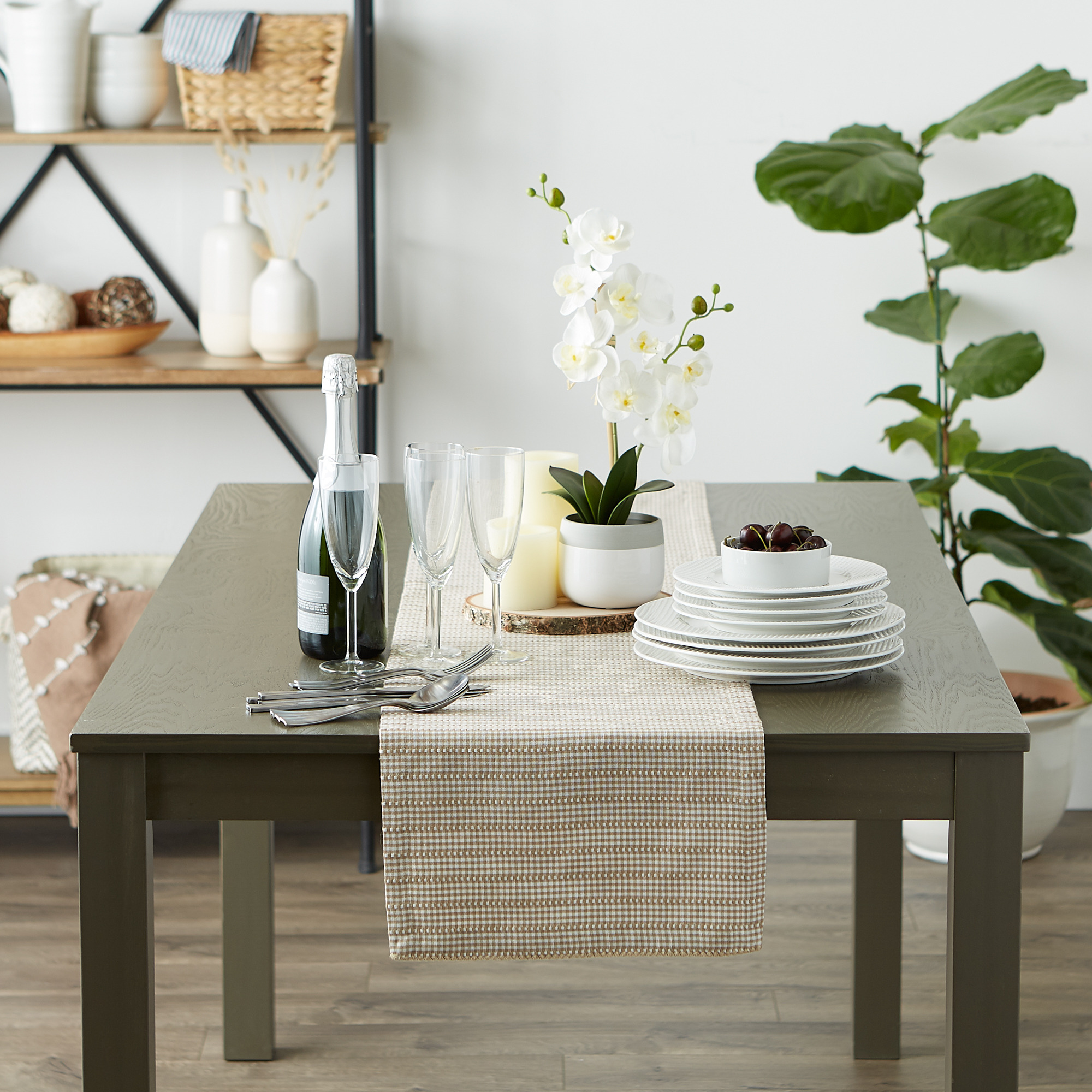 DII Stone Farmhouse Gingham Table Runner