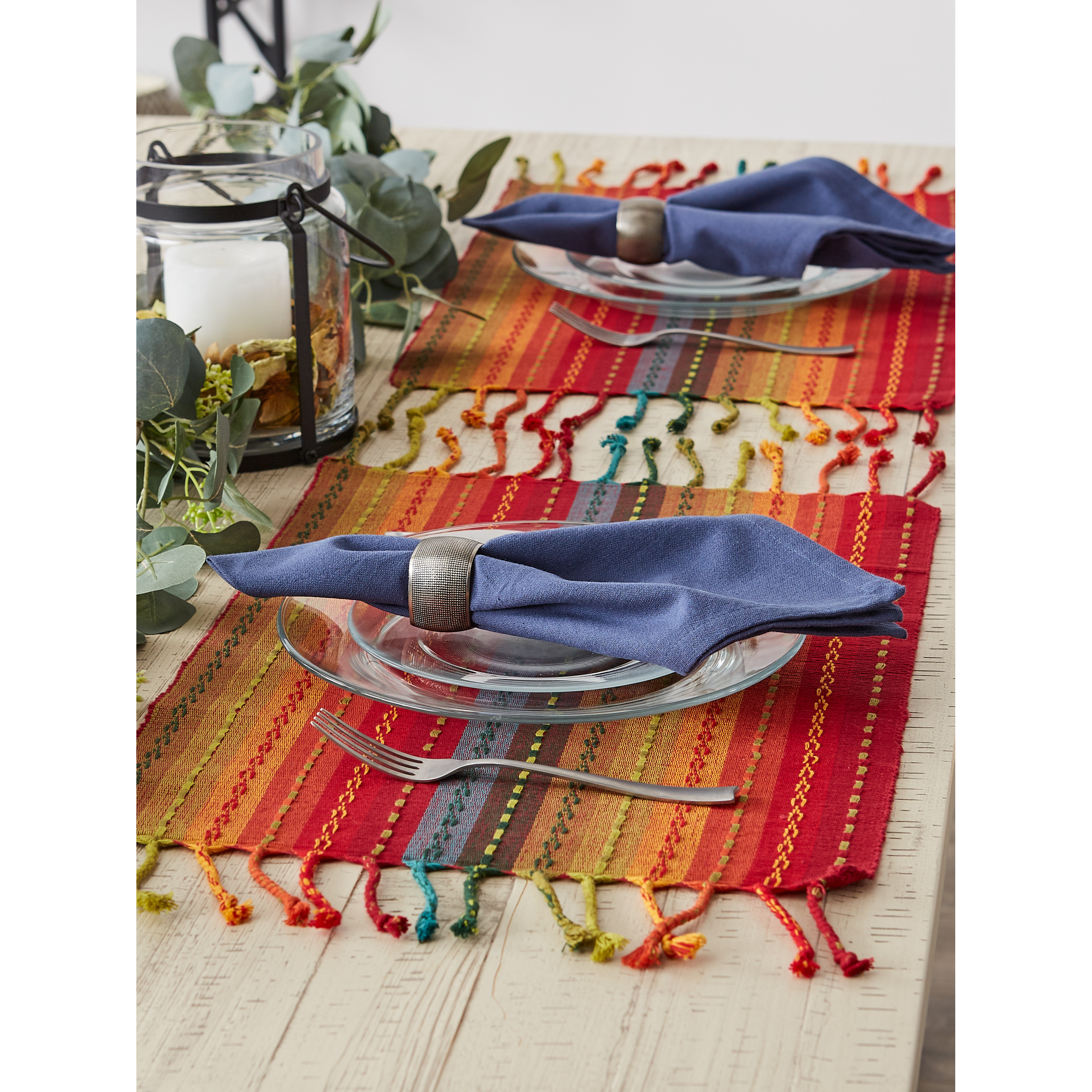 DII Spice Tonal Stripe With Fringe Placemat (Set of 6)