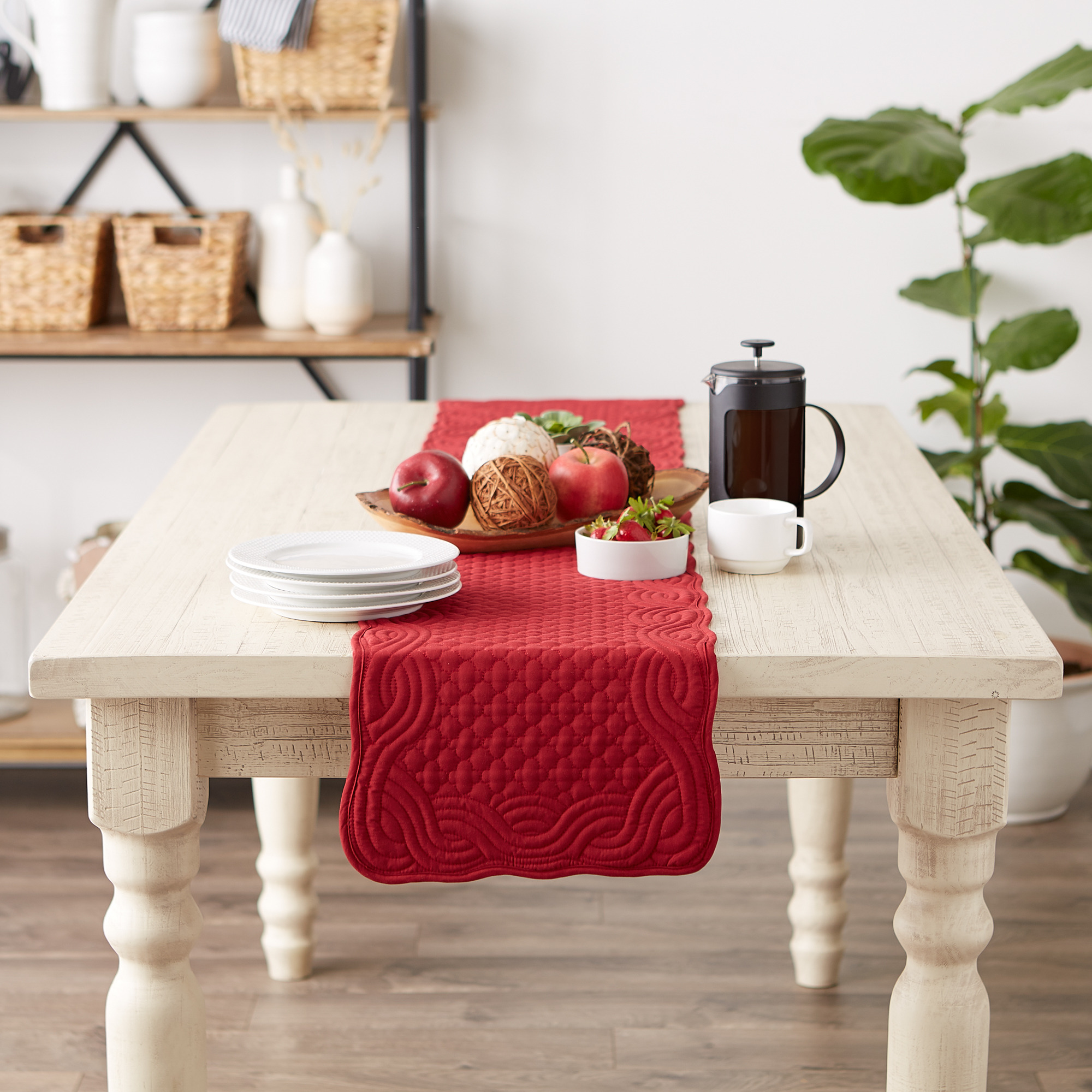DII Cranberry Quilted Farmhouse Table Runner