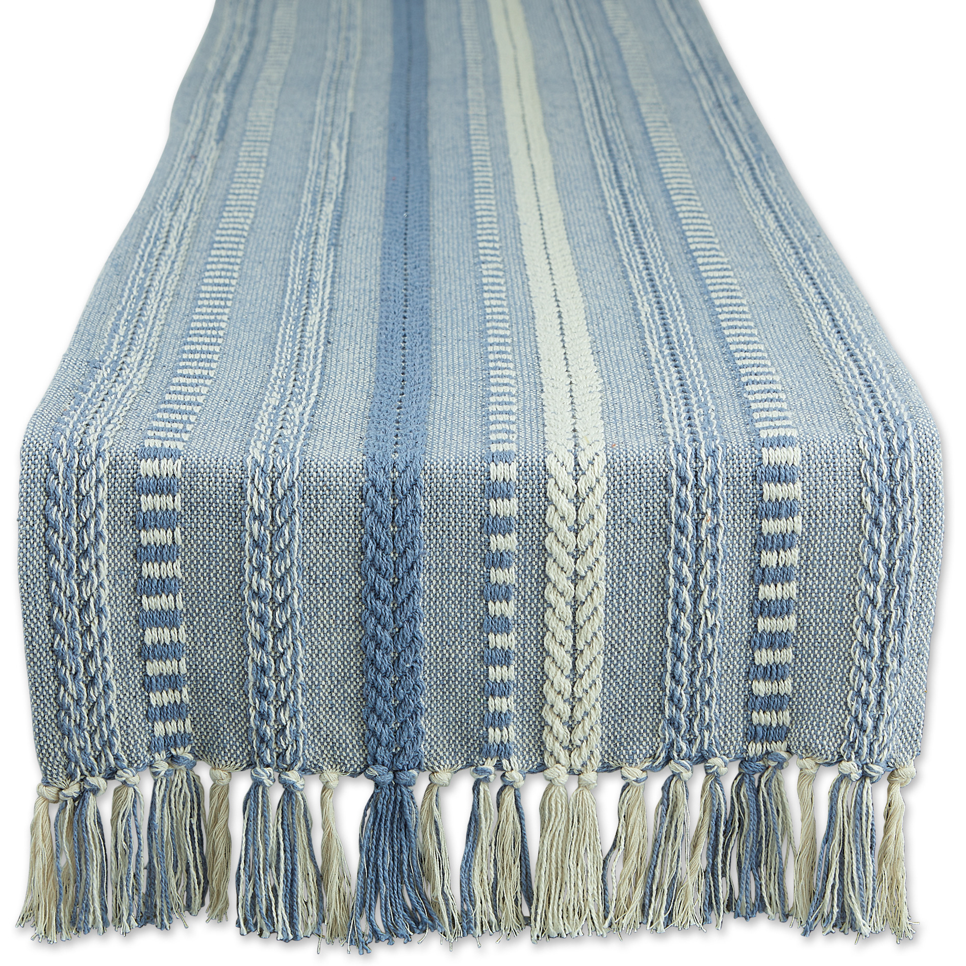 DII Stonewash Blue Braided Stripe Table Runner
