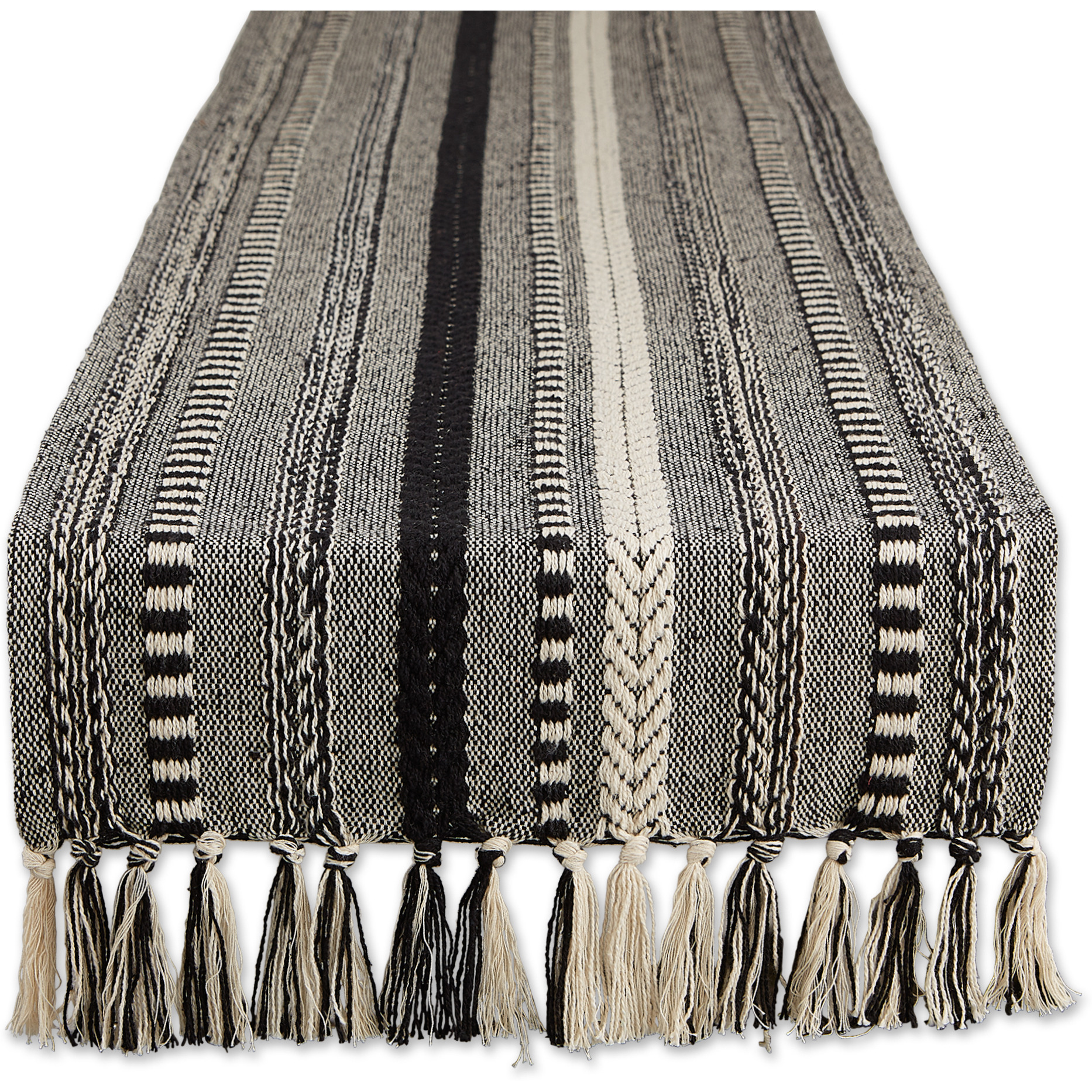 DII Black Braided Stripe Table Runner
