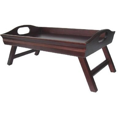 Sedona Bed Tray Curved Side Foldable Legs Large Handle- Antique Walnut
