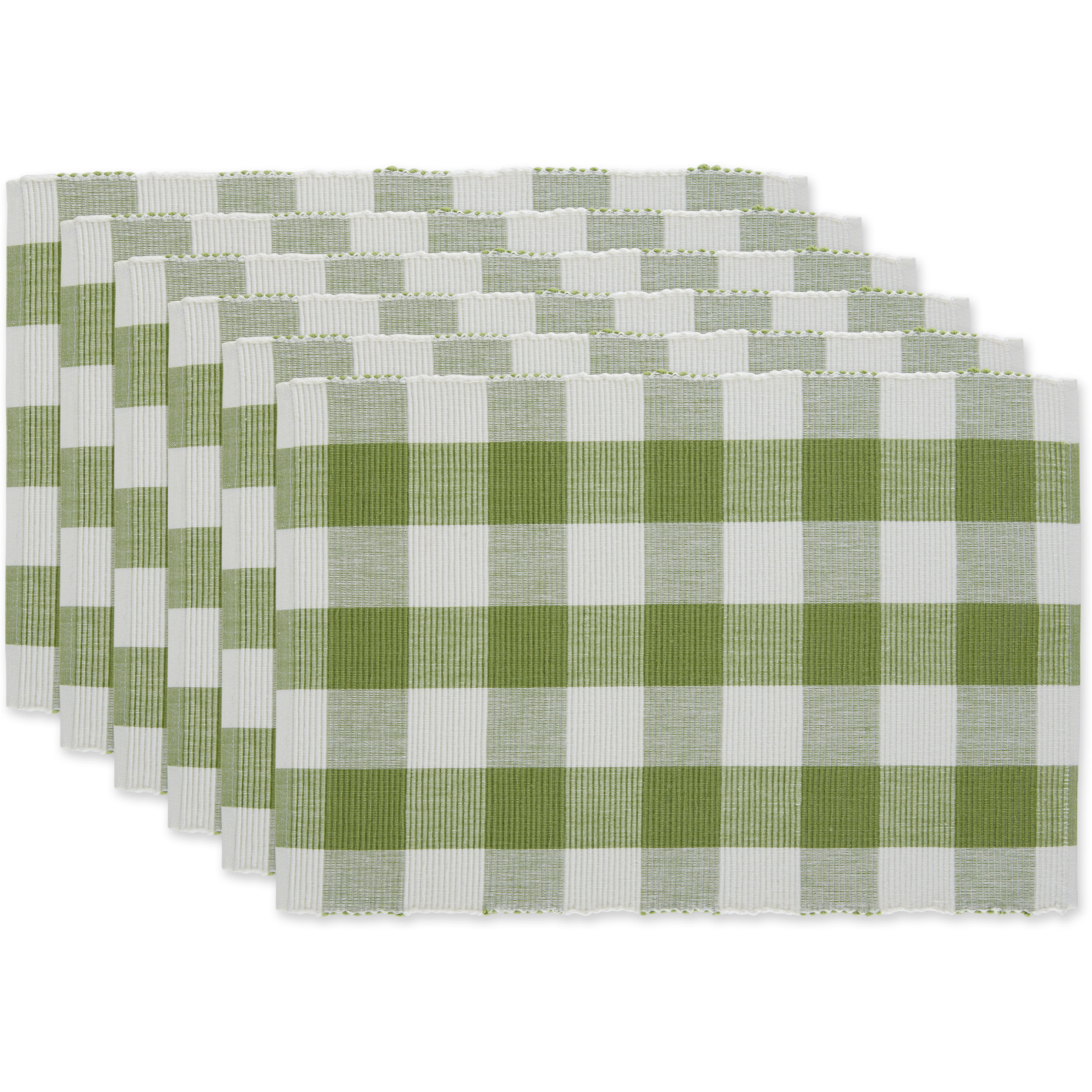 DII Antique Green Buffalo Check Ribbed Placemat (Set of 6)