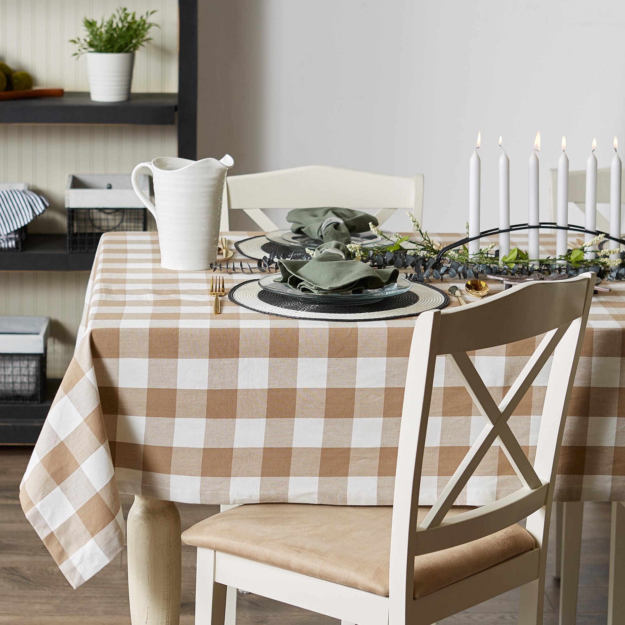 DII Stone Buffalo Check Tablecloth
