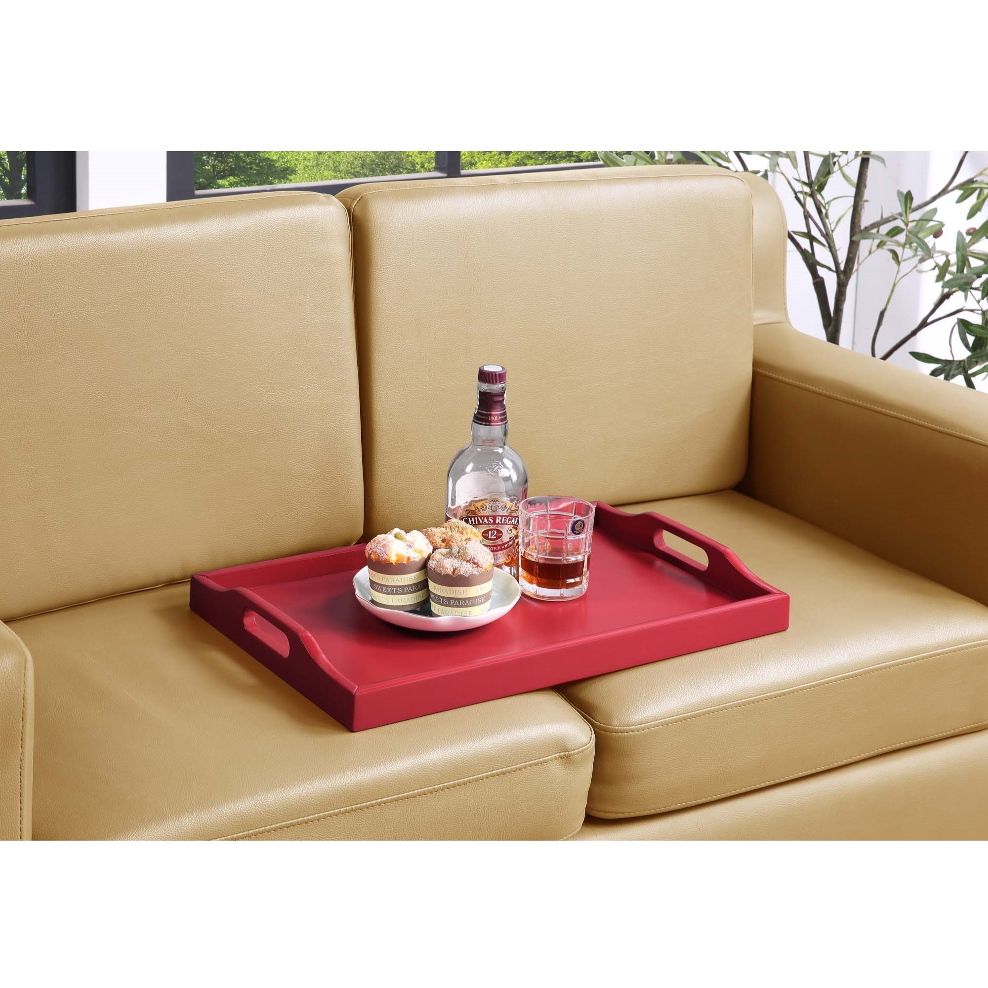 Convenience Concepts 501139CR Designs2Go Serving Tray Cranberry Red