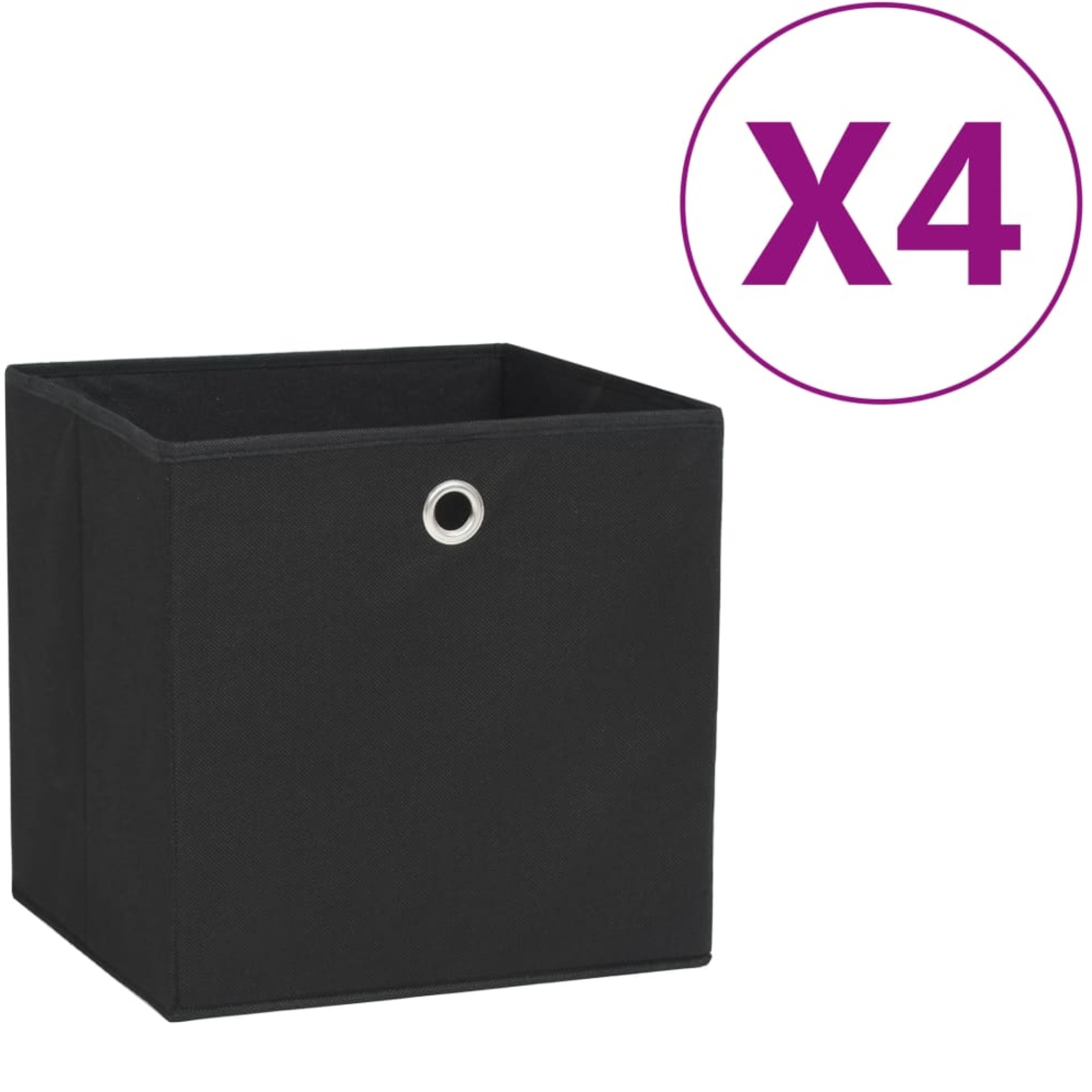 vidaXL Storage Boxes 4 pcs Non-woven Fabric 11&quotx11&quotx11" Black