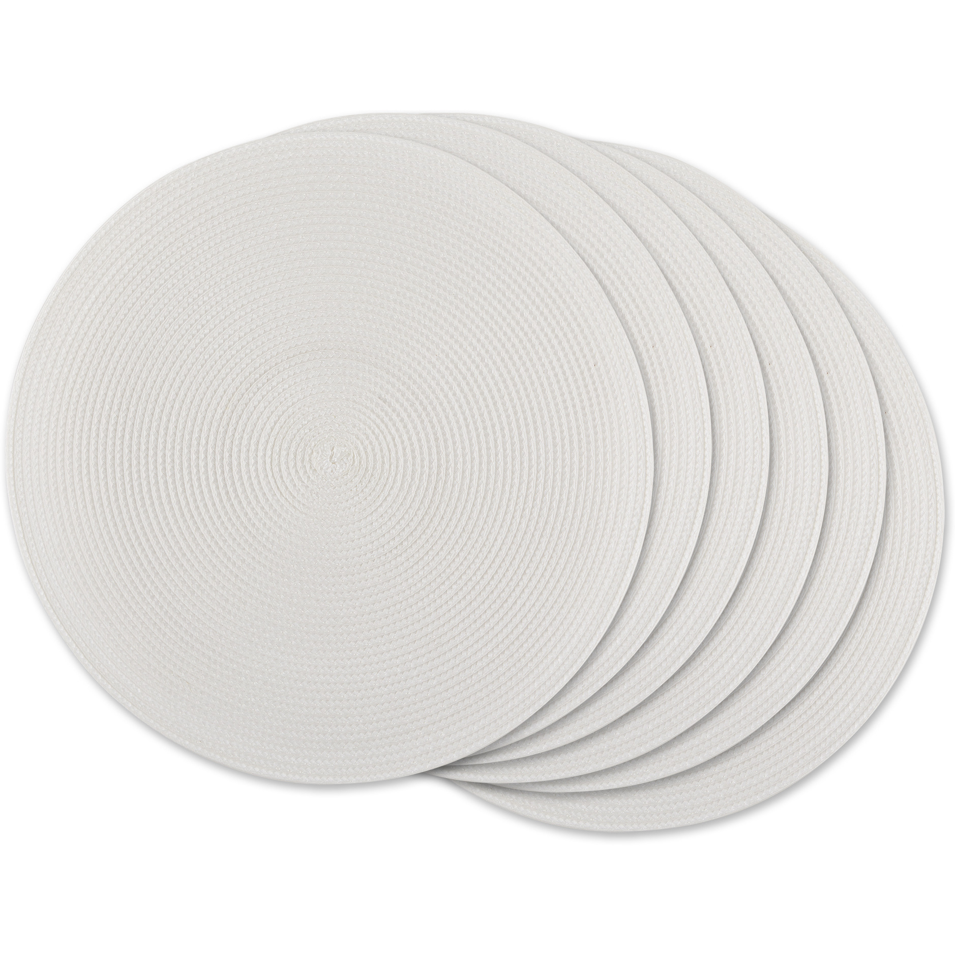 WHITE ROUND PP WOVEN PLACEMAT SET/6