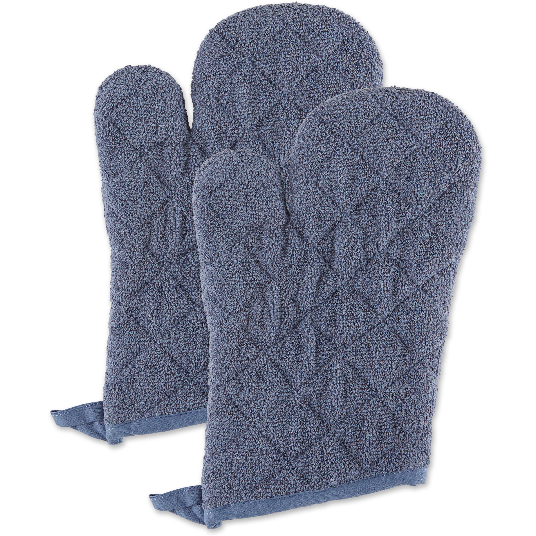 STONEWASH BLUE TERRY OVEN MITT SET/2