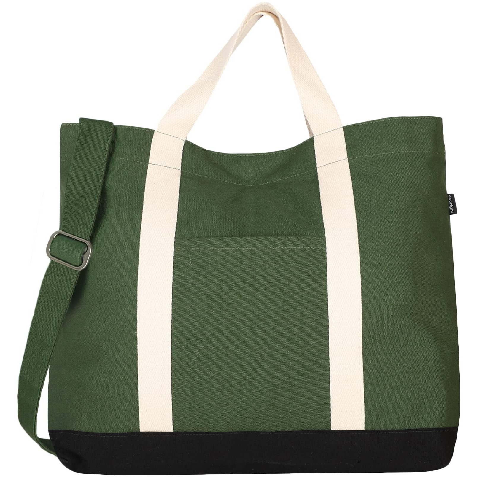 Eco Right Extra Large Canvas Tote Bag for Shopping & Work, Beach Bag with Adjustable Crossbody Handles