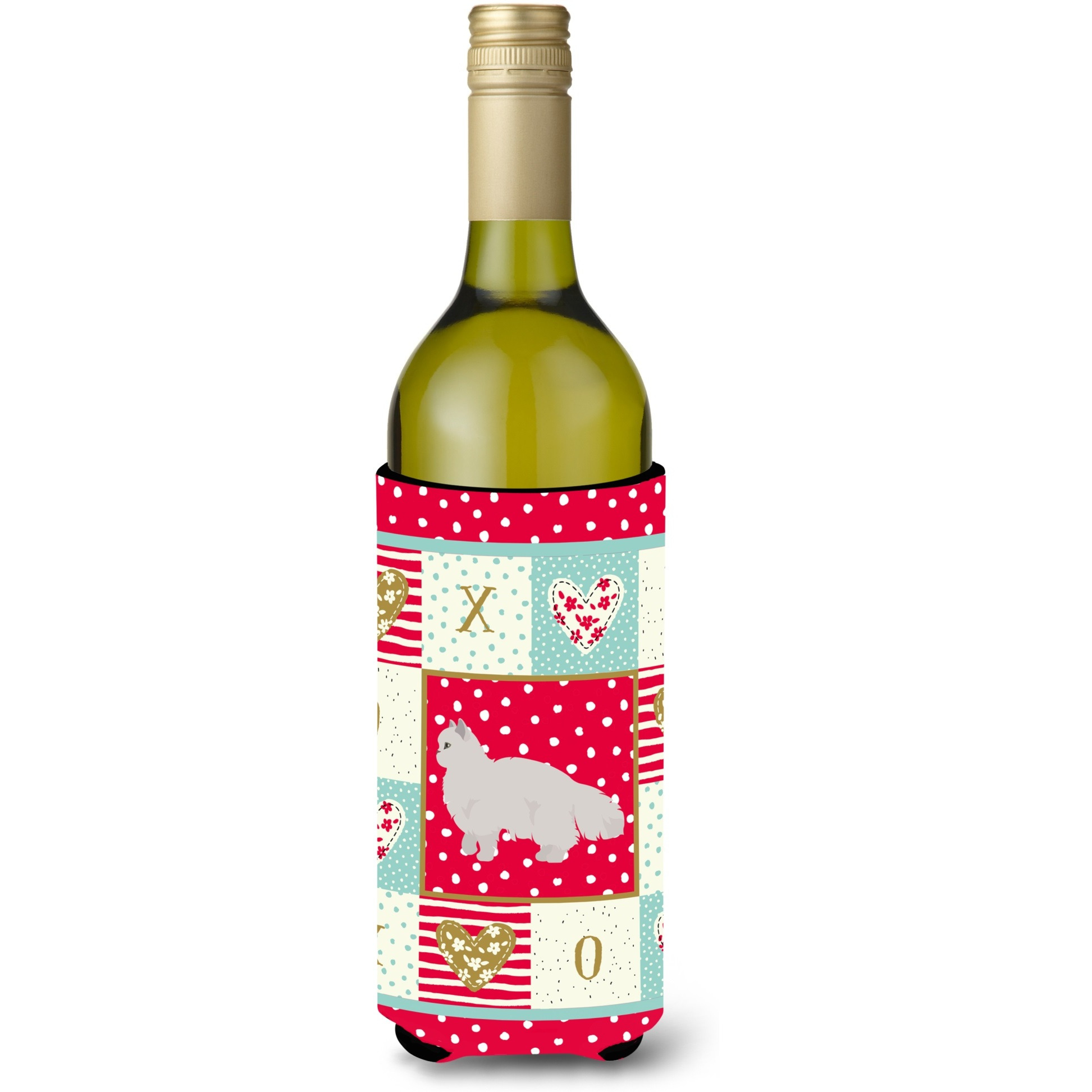White Persian Traditional Cat Love Wine Bottle Hugger CK5675LITERK