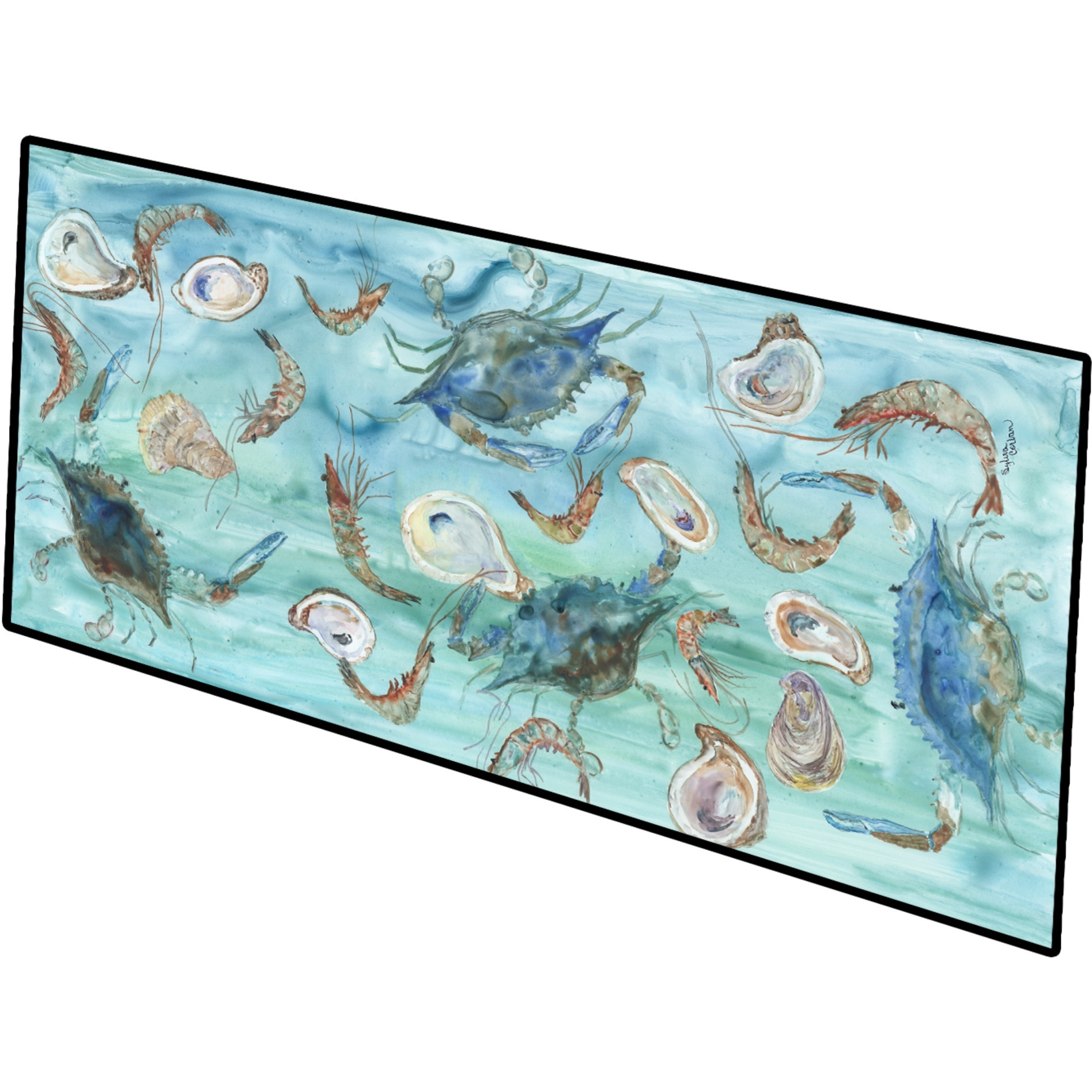&quotCrab, Shrimp and Oysters Indoor or Outdoor Runner Mat 28x58 SC2086HRM2858"