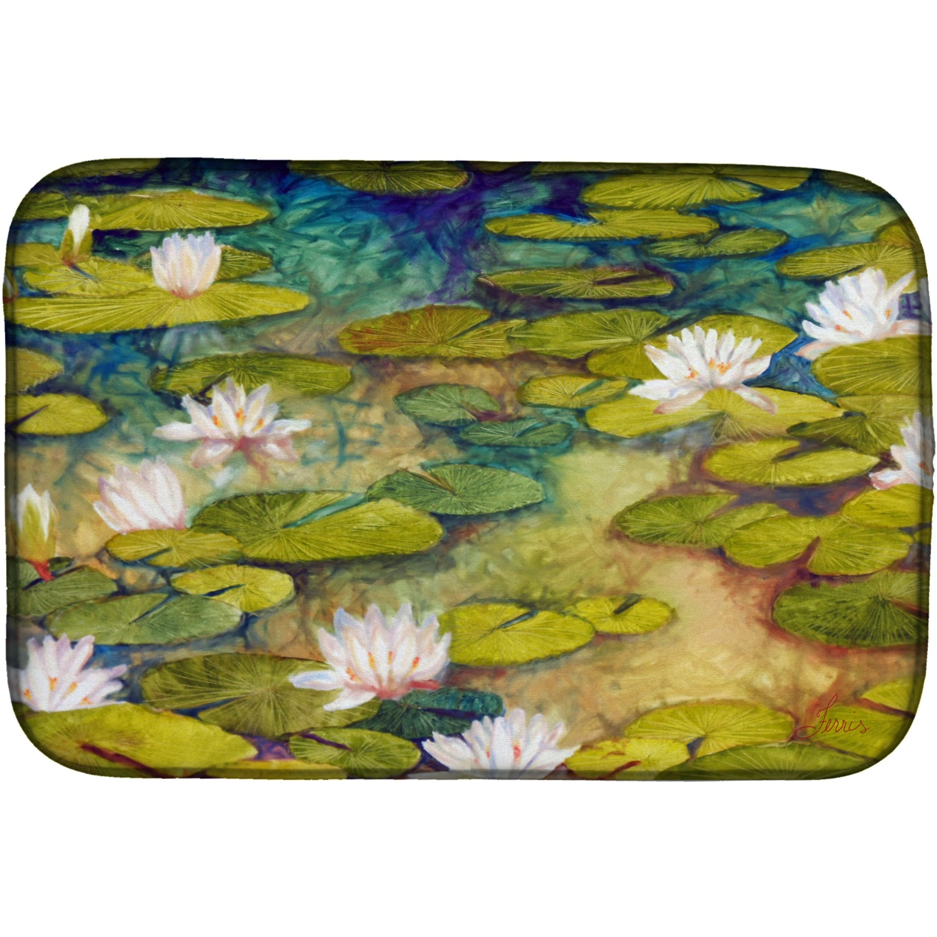 Waterlillies by Ferris Hotard Dish Drying Mat