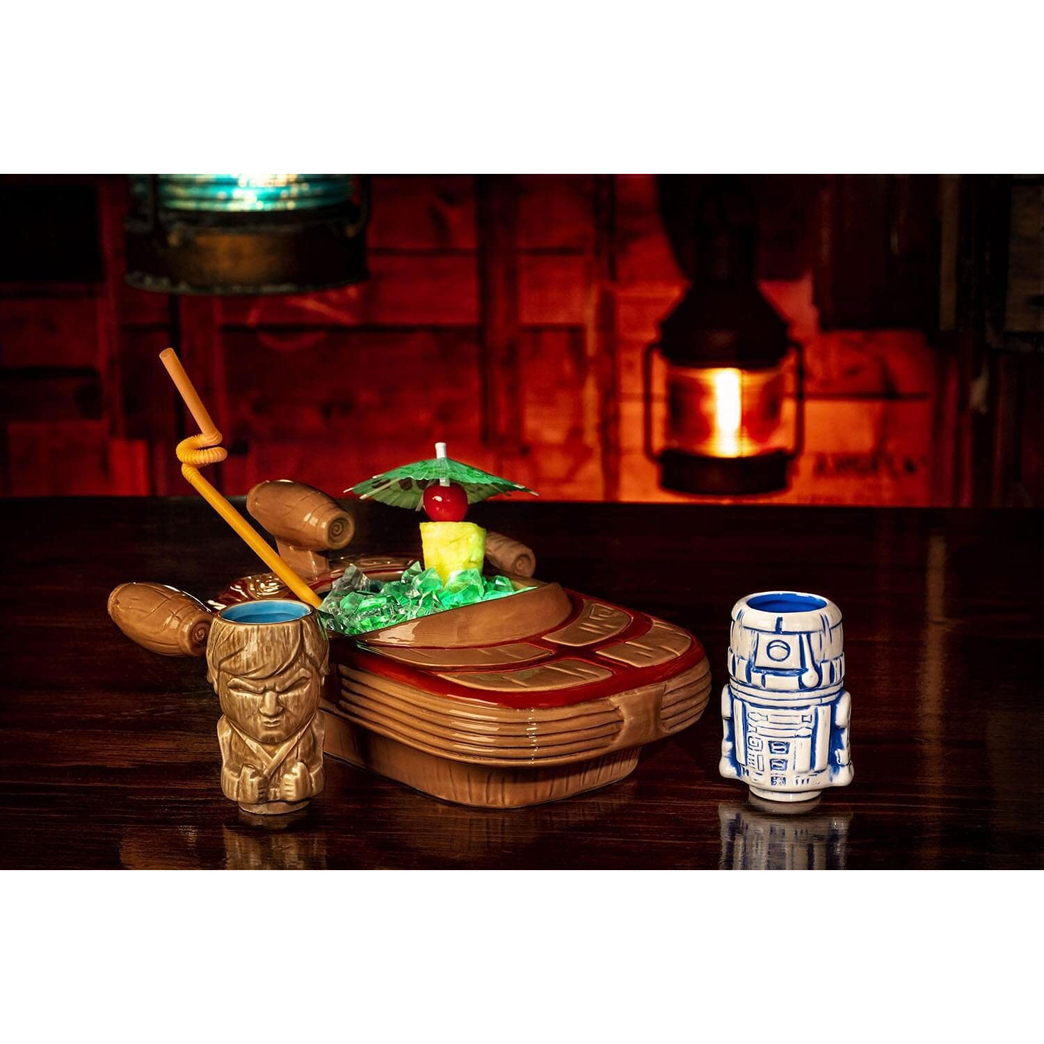 Geeki Tikis Star Wars Landspeeder Punch Bowl with Luke and R2-D2 Mini Muglets
