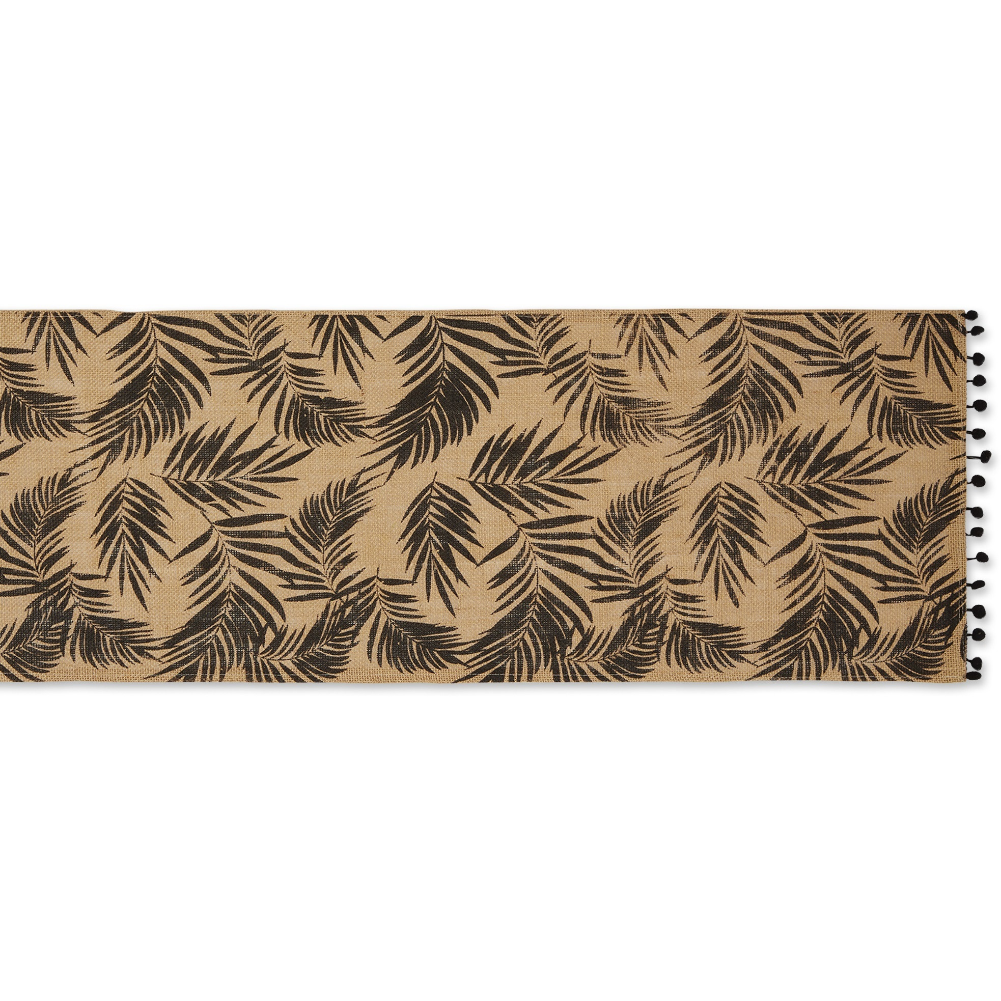 DII Black Fern Print On Natural Jute Table Runner 14x72