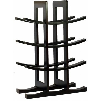 12-Bottle Dark Espresso Bamboo Wine Rack
