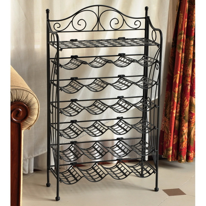 Iron 24-Bottle Wine Rack  Antique Black