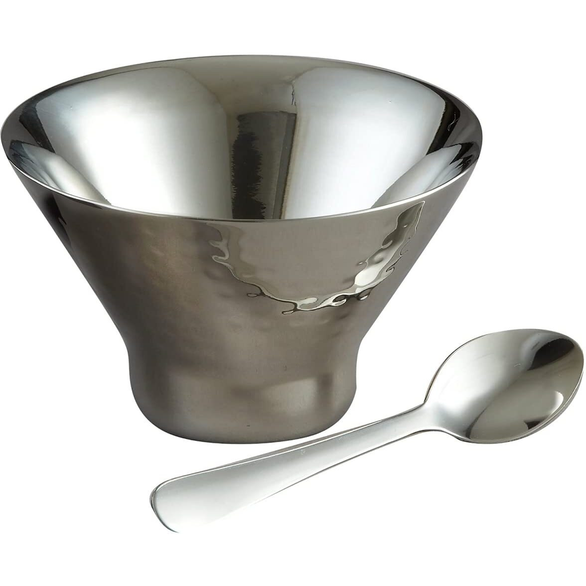 Jiallo 72516 Stainless Steel Double Wall Aster Bowl with Spoon  Hammered