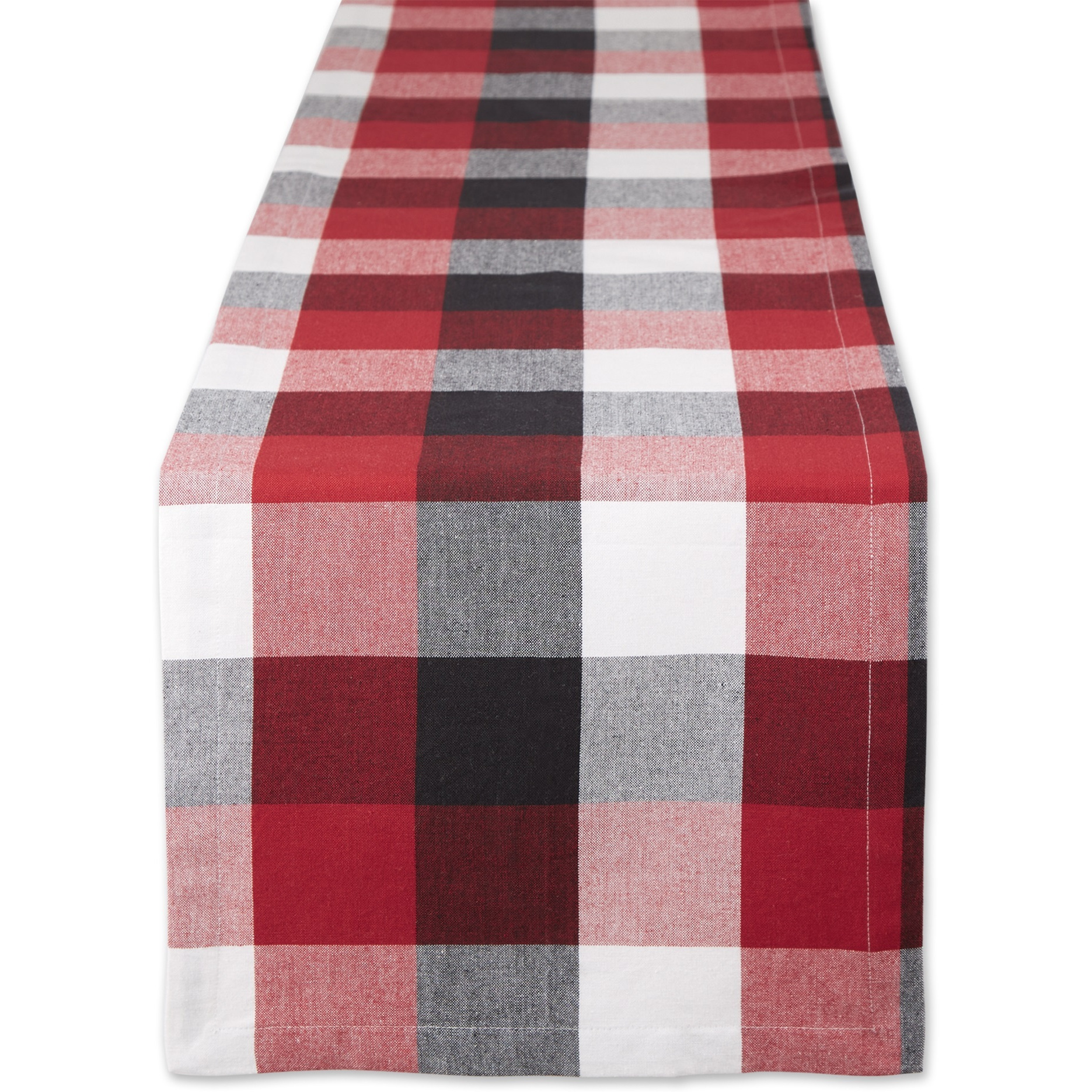 DII Cardinal Red Tri Color Check Table Runner