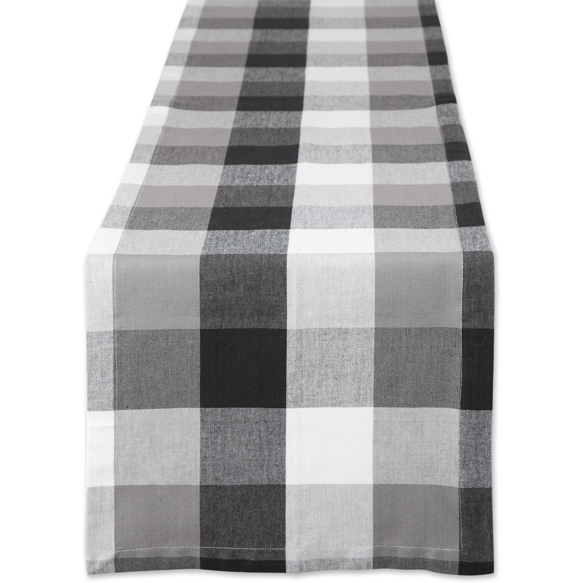 DII Black Tri Color Check Table Runner