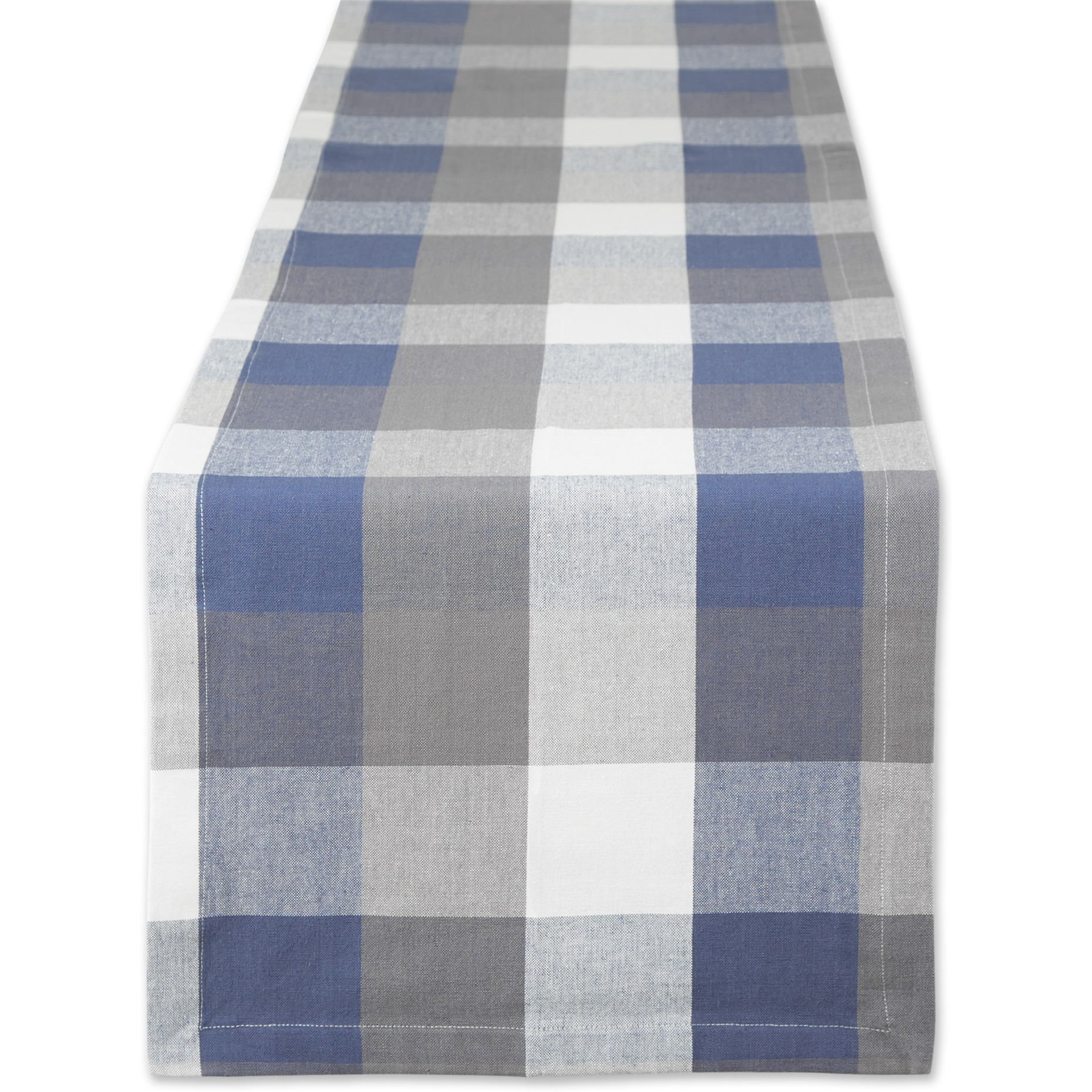 DII French Blue Tri Color Check Table Runner