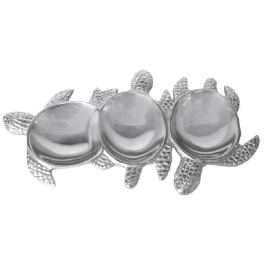 Silver Three Section Turtle Design Serving Tray