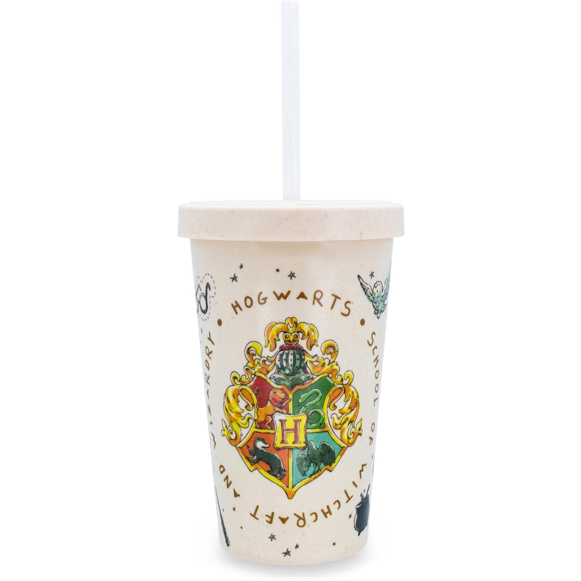 Harry Potter Hogwarts Bamboo Tumbler cup With Lid And Straw  Holds 20 Ounces